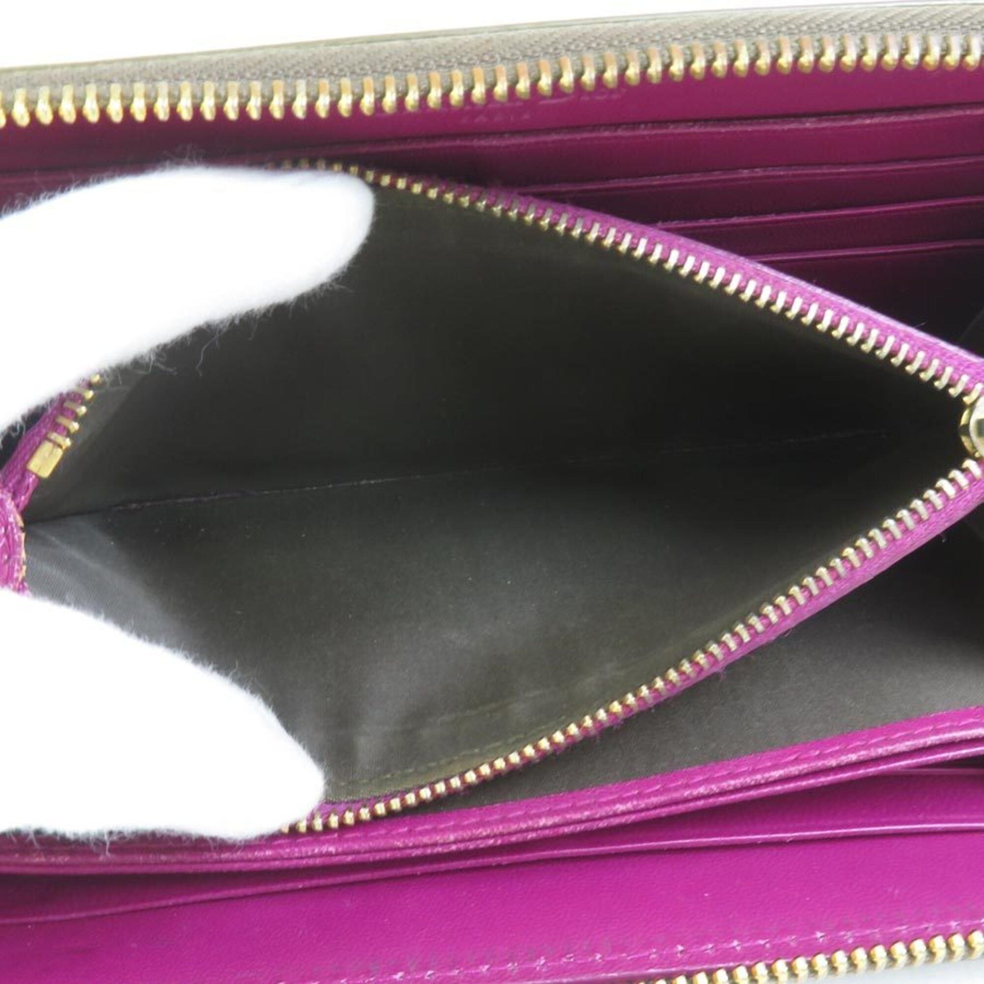Dior Christian Dior Round Zip Long Wallet, Patent Leather, Khaki, Women's, h32184a Size ONE SIZE - 4 Thumbnail