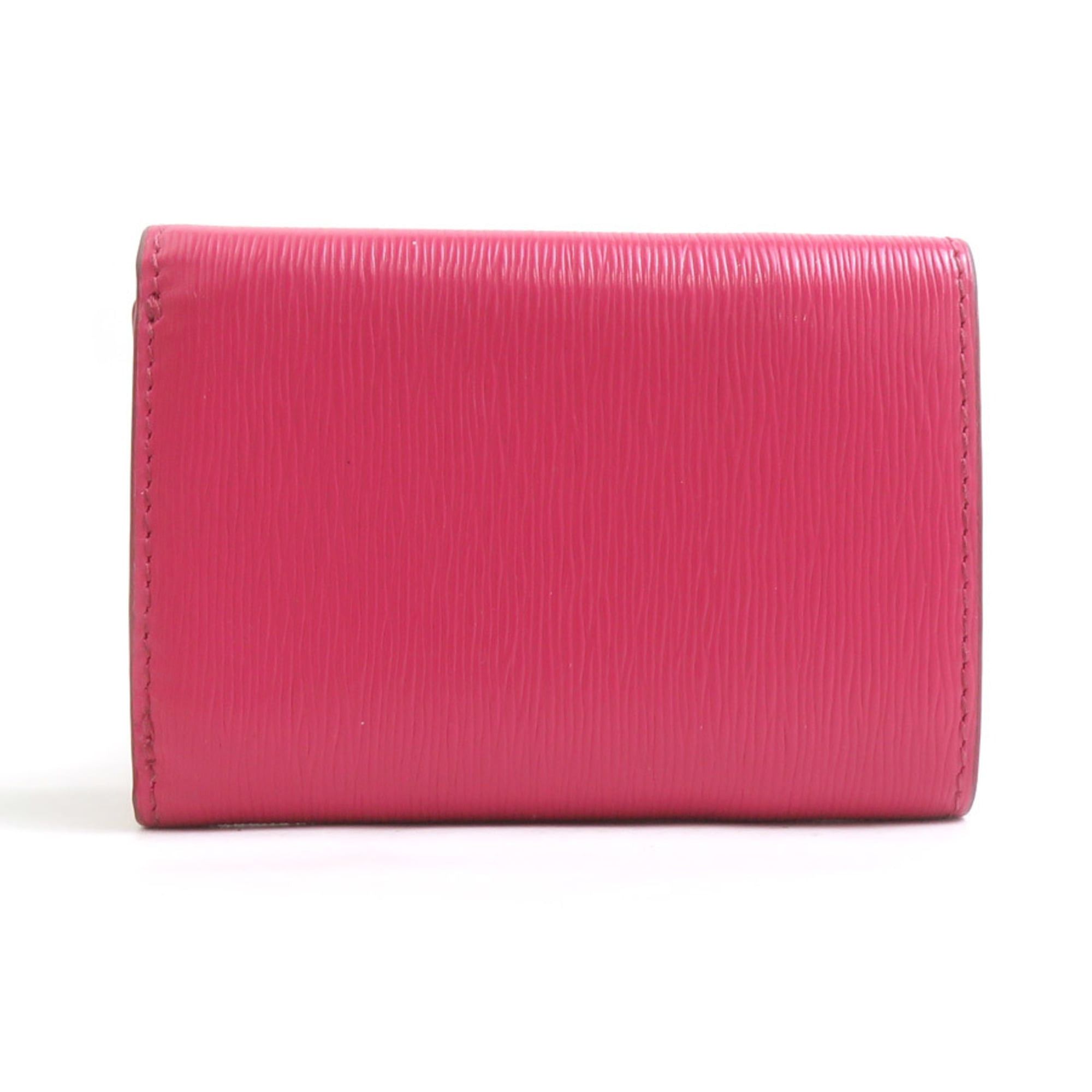 Prada Prada Tri-fold Wallet Leather Magenta Gold Women's e61865a Size ONE SIZE - 2 Thumbnail