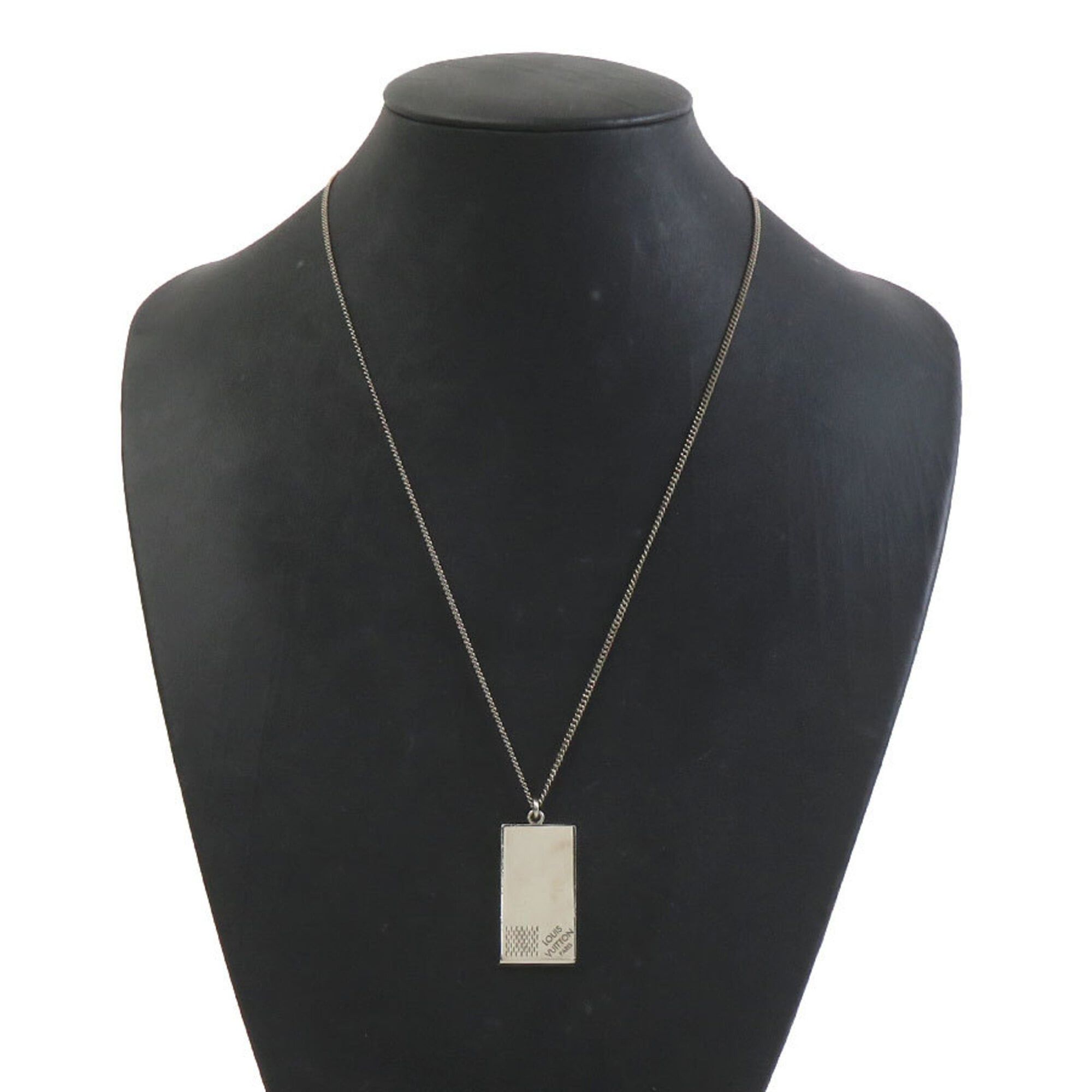 Louis Vuitton Louis Vuitton Necklace Collier Plaque Damier Metal Silver Men's M61972 h32199a Size ONE SIZE - 13 Thumbnail