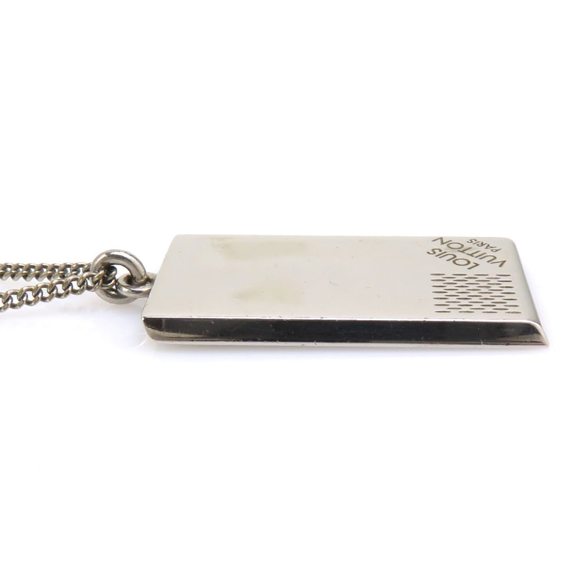 Louis Vuitton Louis Vuitton Necklace Collier Plaque Damier Metal Silver Men's M61972 h32199a Size ONE SIZE - 2 Thumbnail