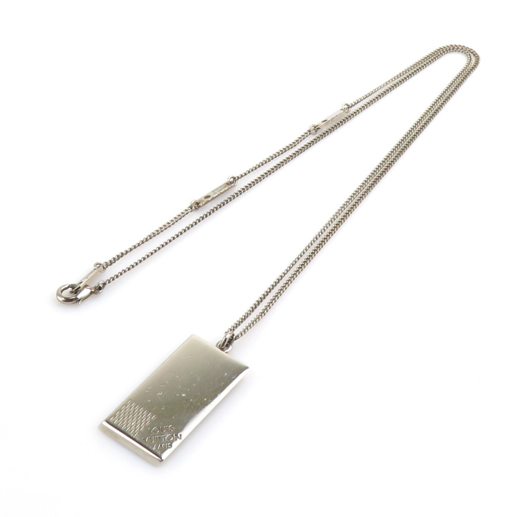 Louis Vuitton Louis Vuitton Necklace Collier Plaque Damier Metal Silver Men's M61972 h32199a Size ONE SIZE - 12 Thumbnail