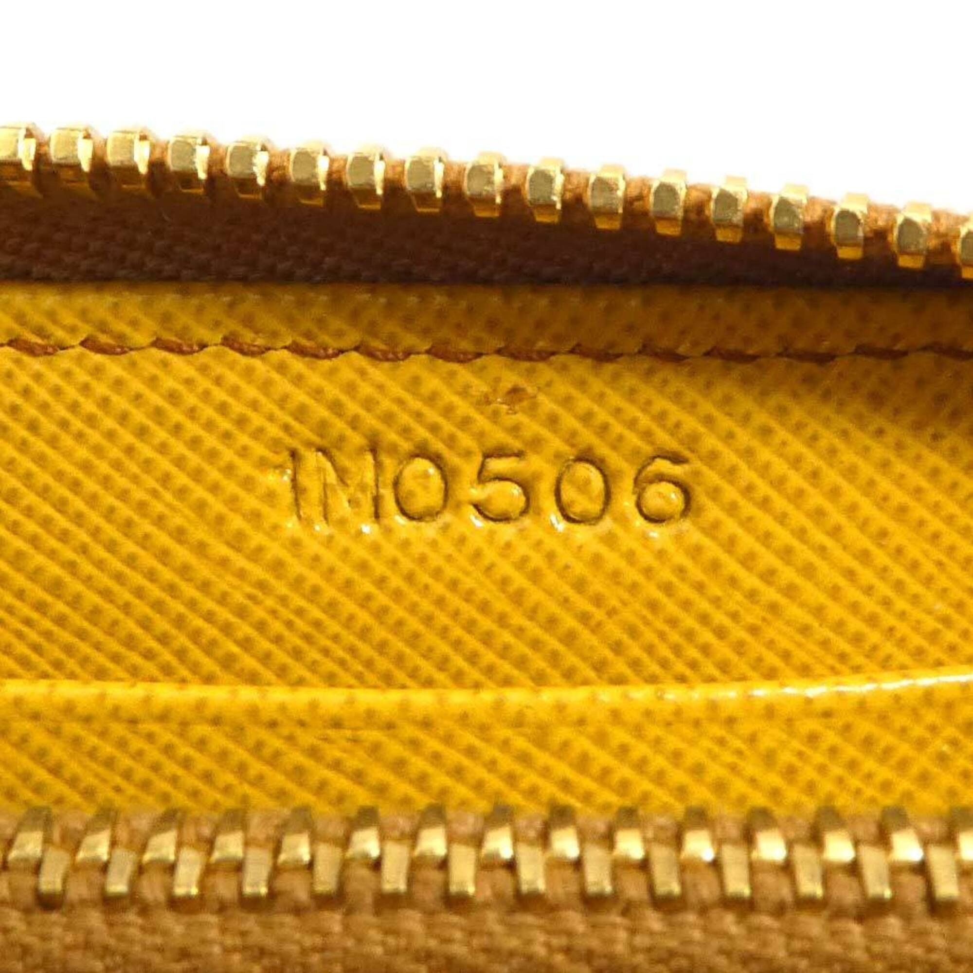 Prada Prada Round Zip Long Wallet Leather Brown Yellow Gold Women's e61845a Size ONE SIZE - 10 Thumbnail