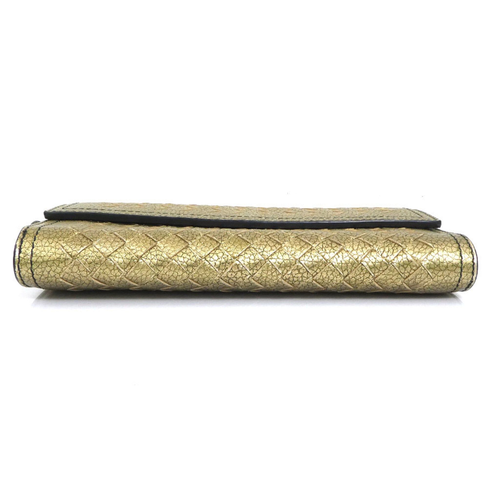 Bottega Veneta Bottega Veneta Intrecciato Leather Long Wallet, Gold, Men's & Women's, e61846a Size ONE SIZE - 3 Thumbnail