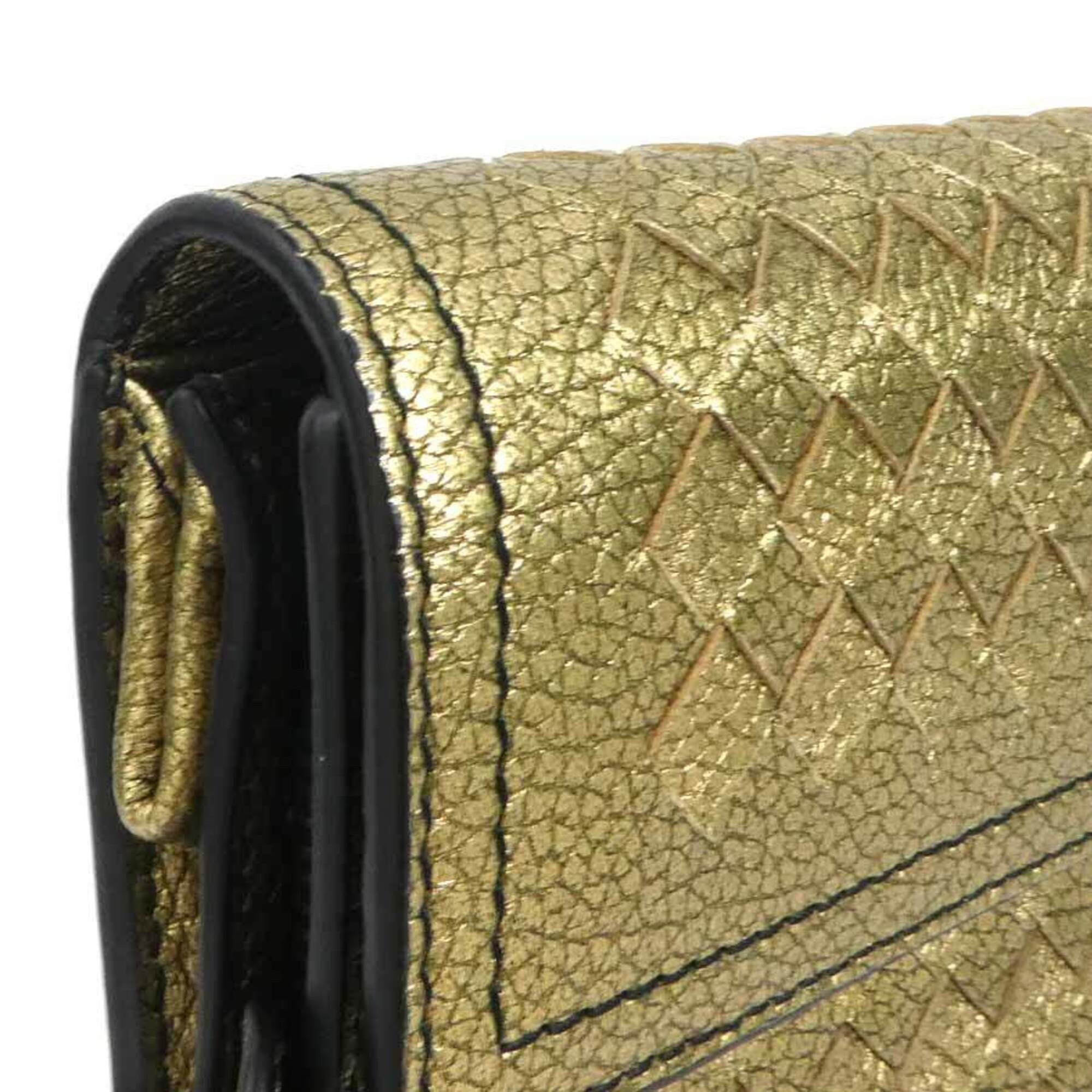 Bottega Veneta Bottega Veneta Intrecciato Leather Long Wallet, Gold, Men's & Women's, e61846a Size ONE SIZE - 7 Thumbnail
