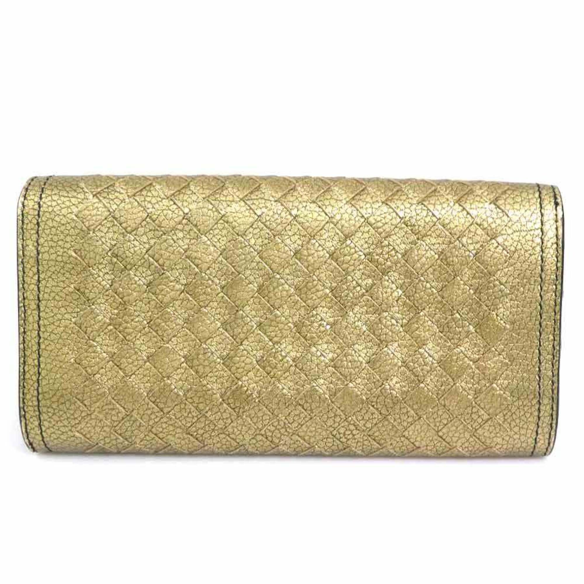 Bottega Veneta Bottega Veneta Intrecciato Leather Long Wallet, Gold, Men's & Women's, e61846a Size ONE SIZE - 2 Thumbnail