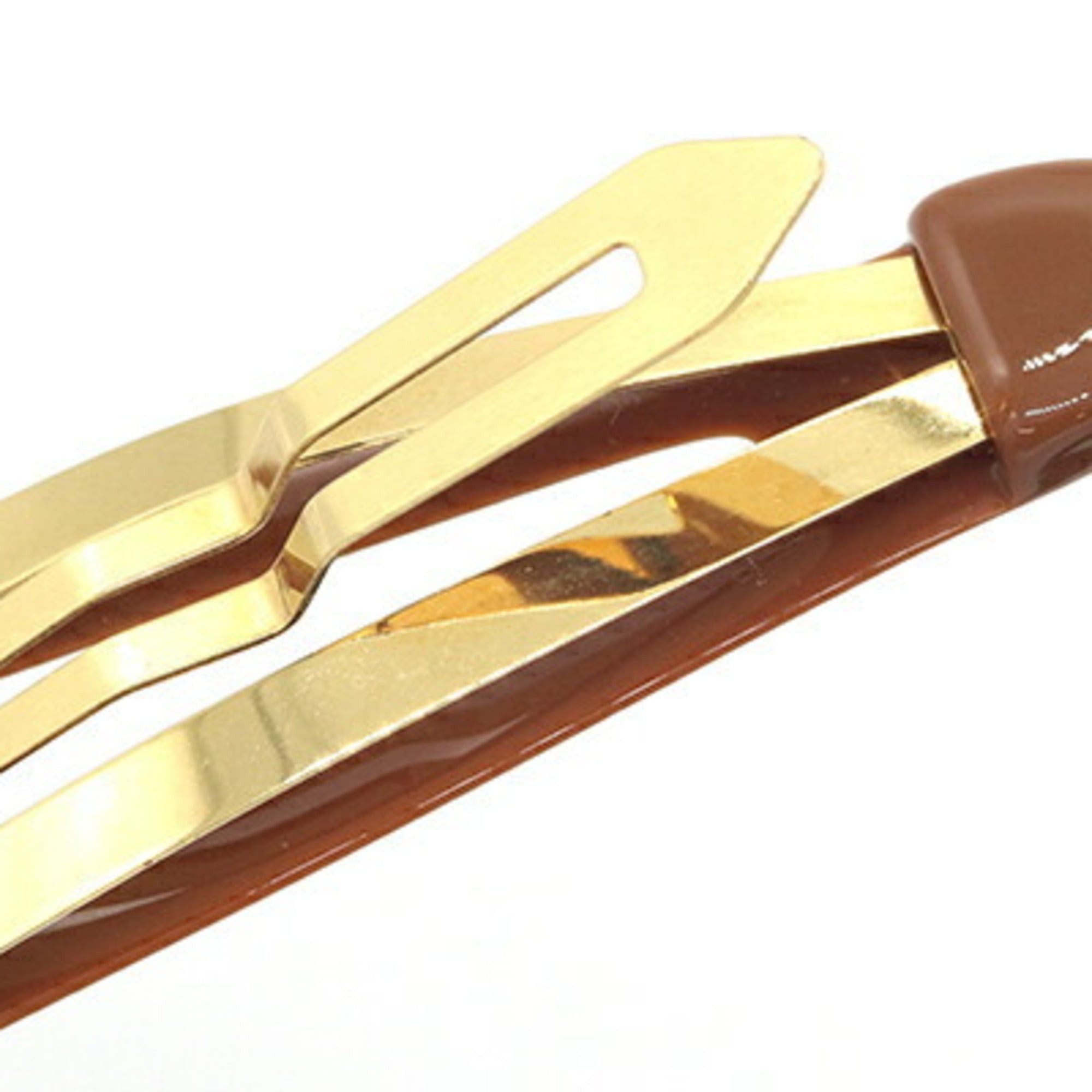 Celine Celine Triomphe Large Snap Hairpin 460PT6CSC.03GR Brown Acetate Steel Hair Clip for Women CELINE Size ONE SIZE - 4 Thumbnail