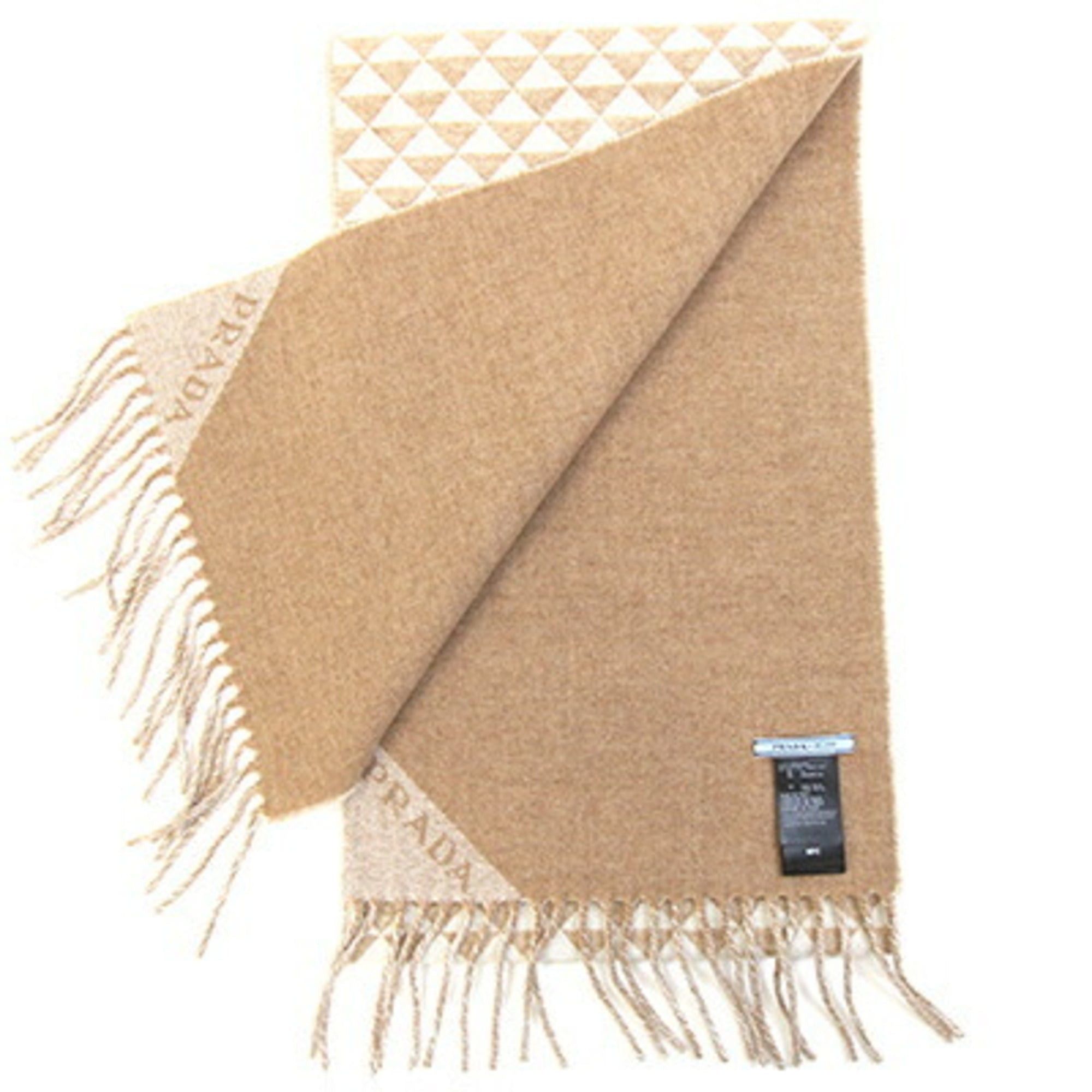 Prada Prada Scarf 1FS056 Beige 90% Wool 10% Cashmere Stole Shawl Men's Women's PRADA Size ONE SIZE - 3 Thumbnail