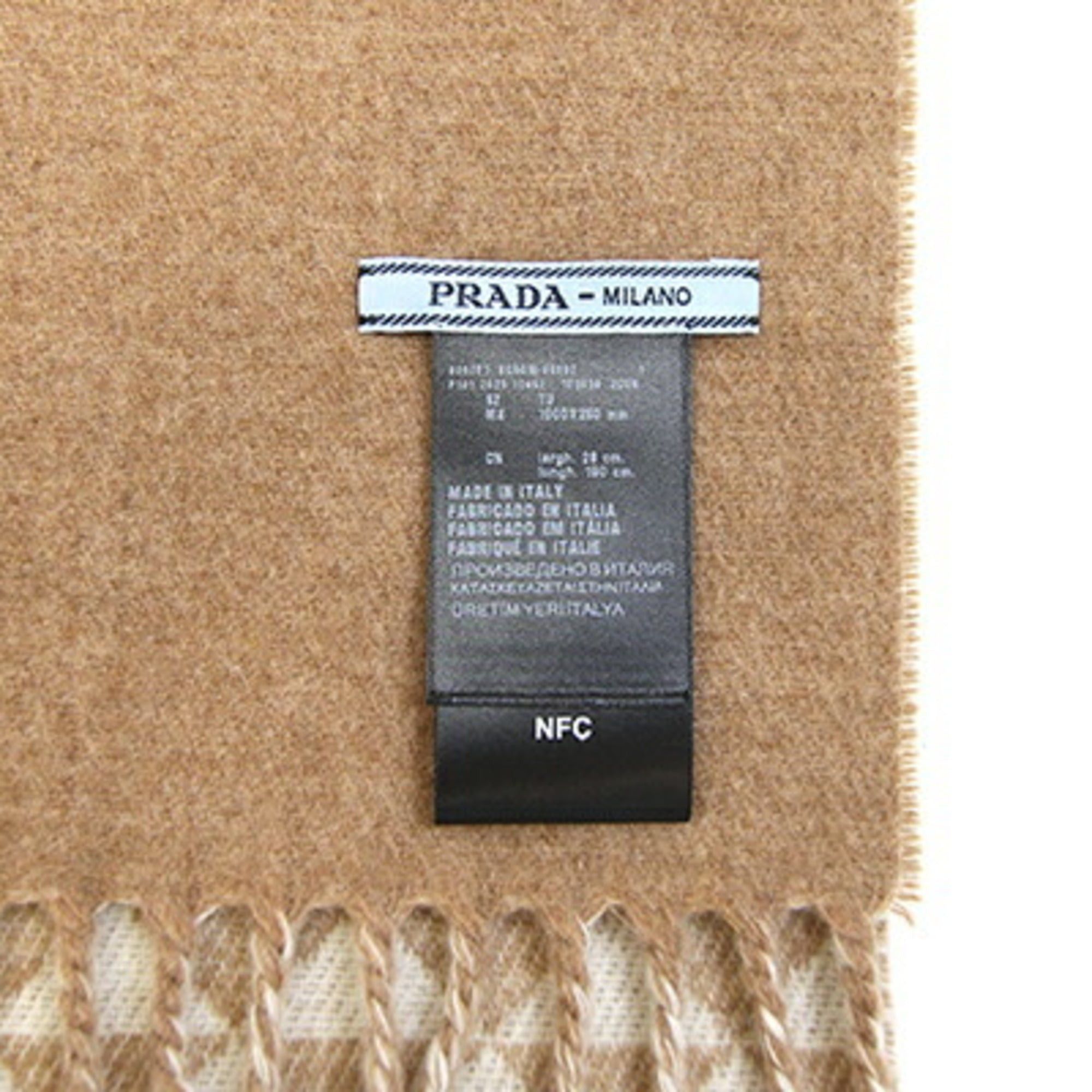 Prada Prada Scarf 1FS056 Beige 90% Wool 10% Cashmere Stole Shawl Men's Women's PRADA Size ONE SIZE - 4 Thumbnail