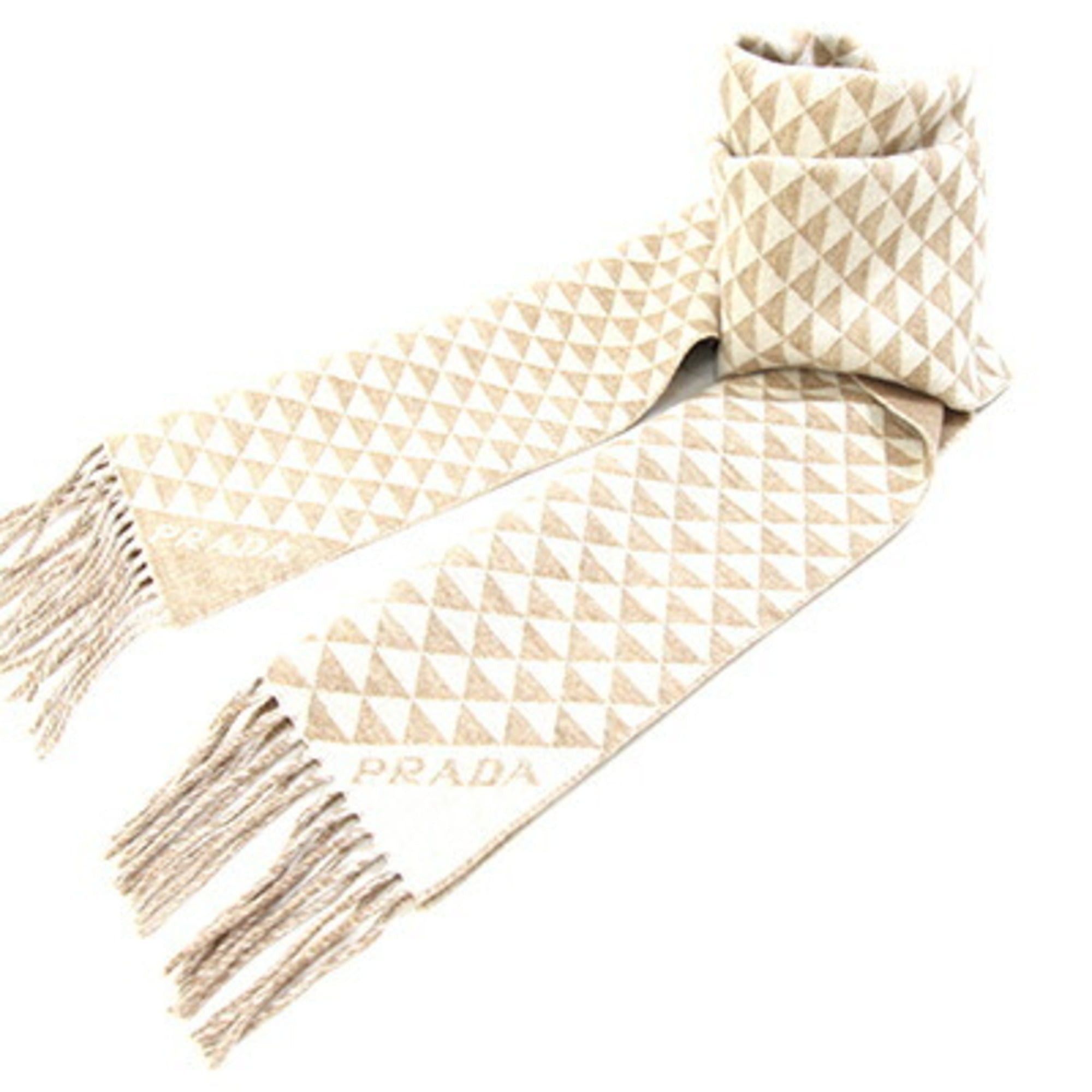 Prada Prada Scarf 1FS056 Beige 90% Wool 10% Cashmere Stole Shawl Men's Women's PRADA Size ONE SIZE - 5 Thumbnail