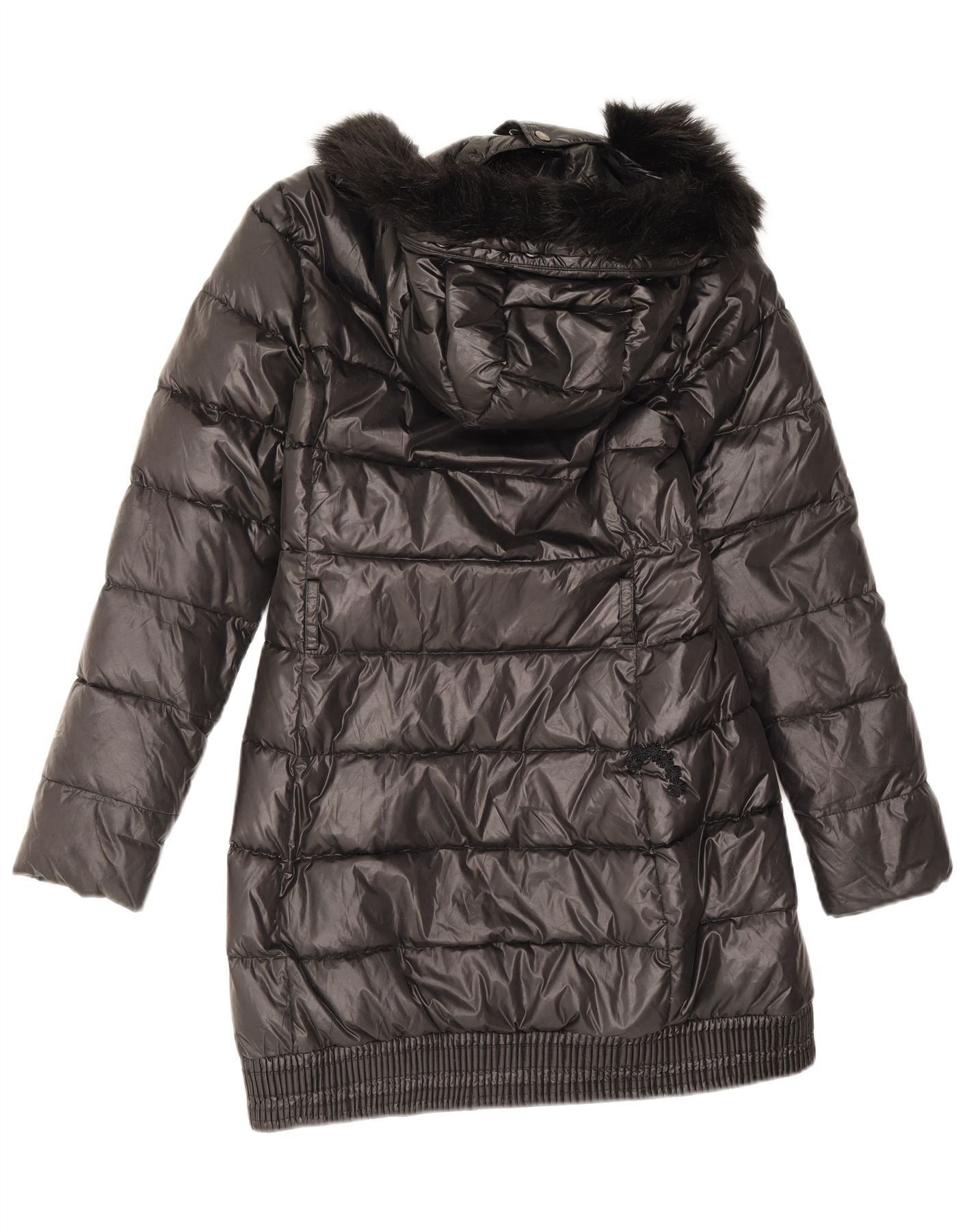 Diesel Girls Hooded Padded Coat 13-14 Years Black Polyester Size L / US 10 / IT 46 - 2 Thumbnail