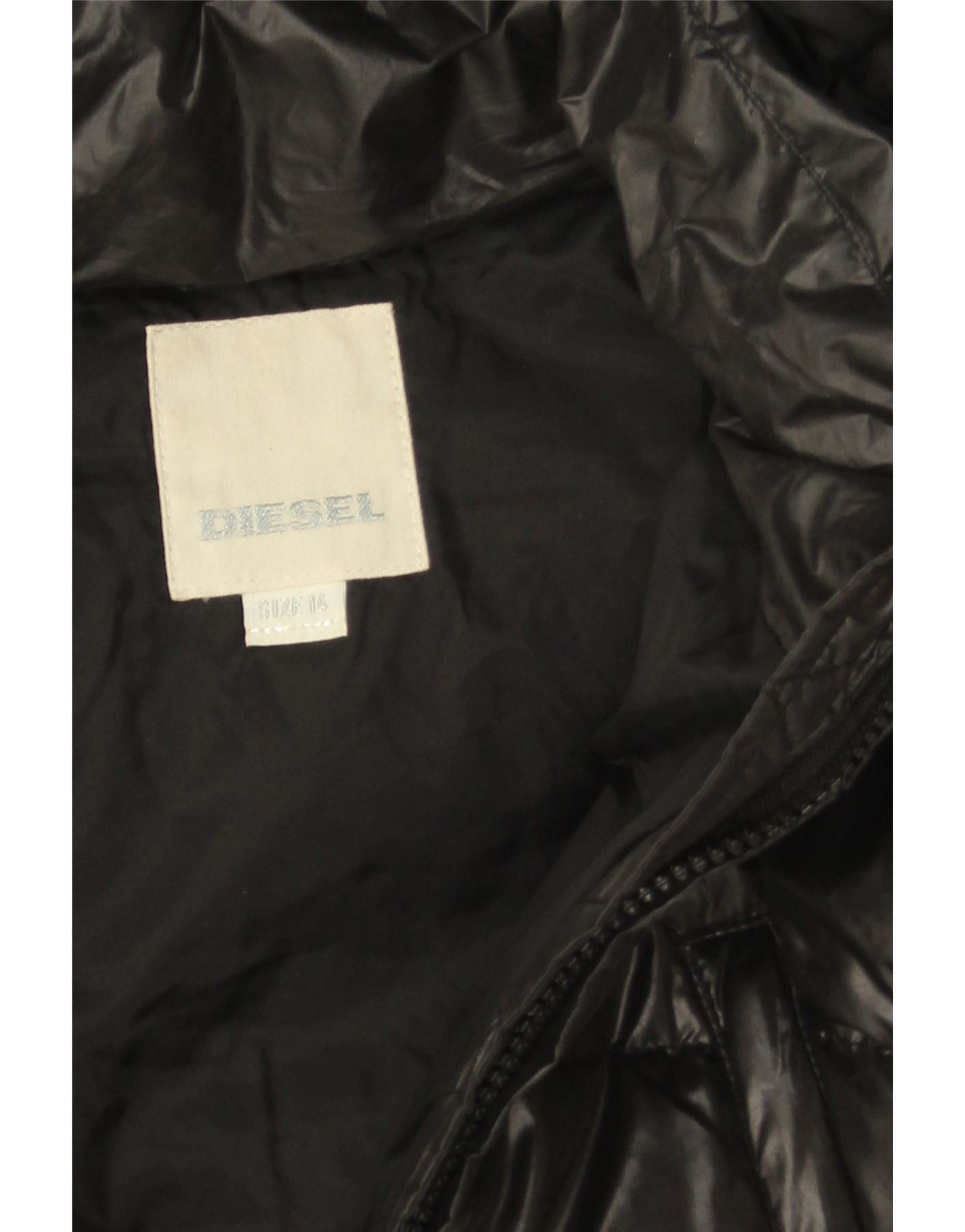 Diesel Girls Hooded Padded Coat 13-14 Years Black Polyester Size L / US 10 / IT 46 - 3 Thumbnail