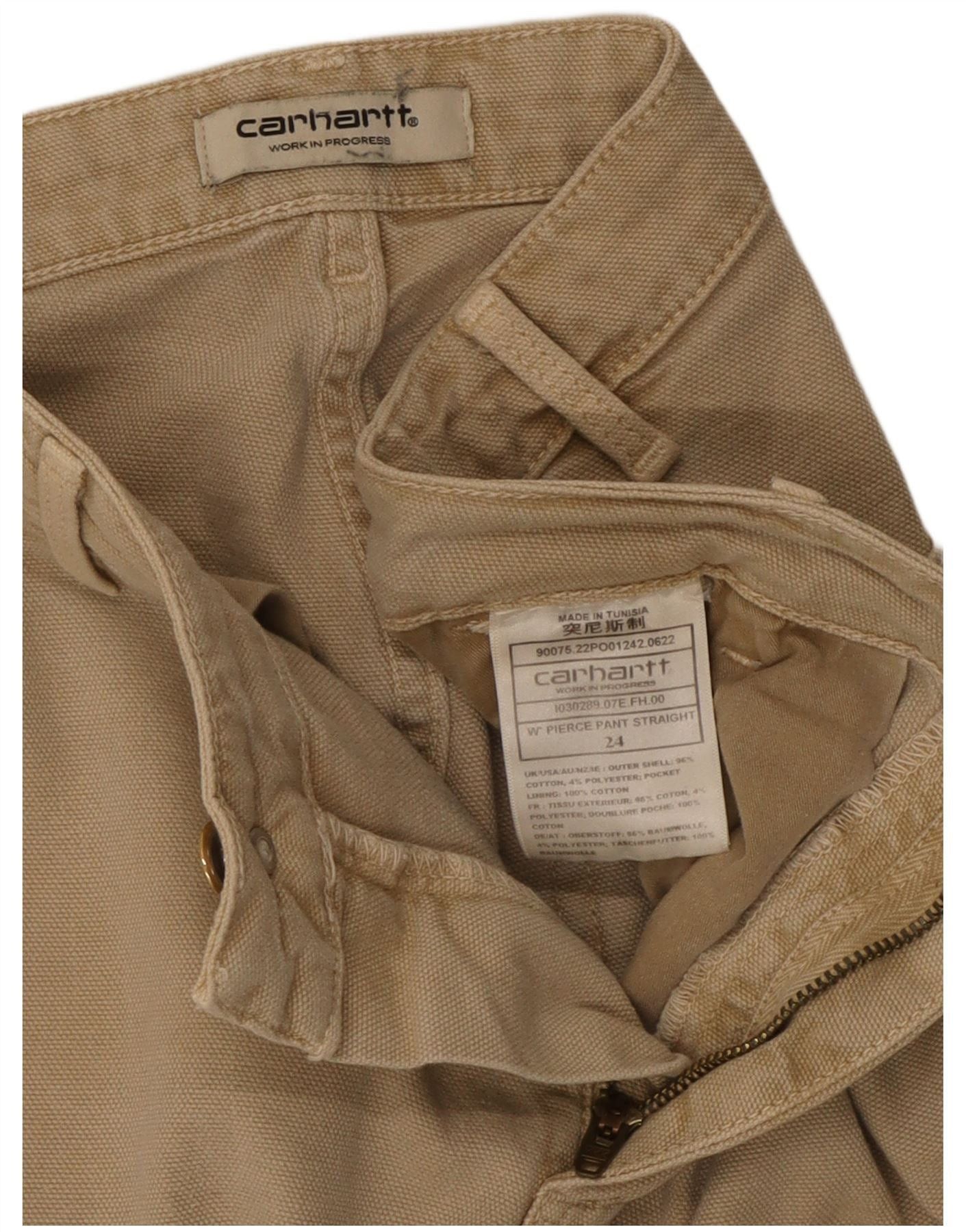 Carhartt Mens Relaxed Straight Cargo Trousers W24 L29 Beige Cotton Size US 28 / EU 44 - 3 Thumbnail