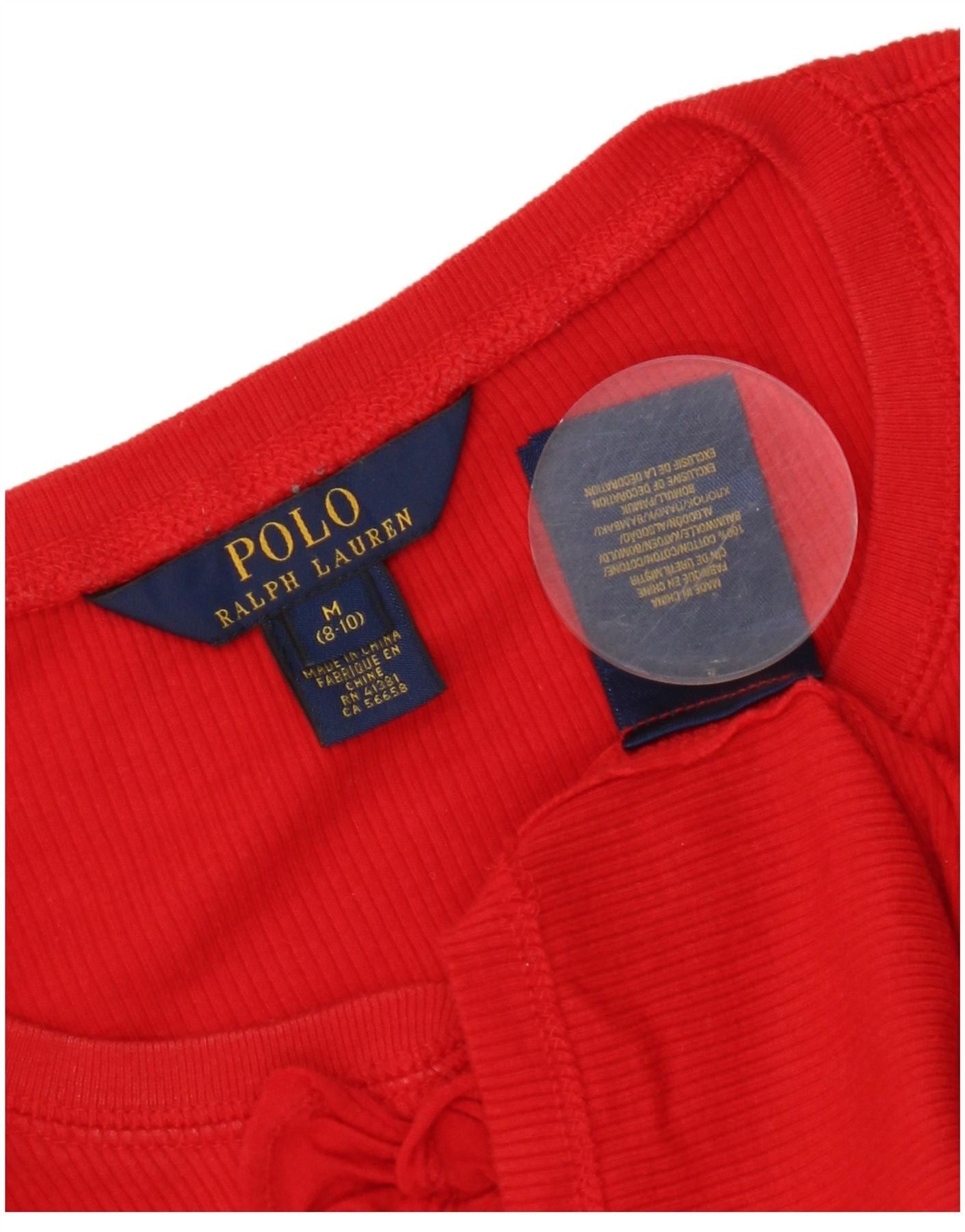Ralph Lauren Girls Top Long Sleeve 8-9 Years Red Cotton Size S / US 4 / IT 40 - 5 Thumbnail