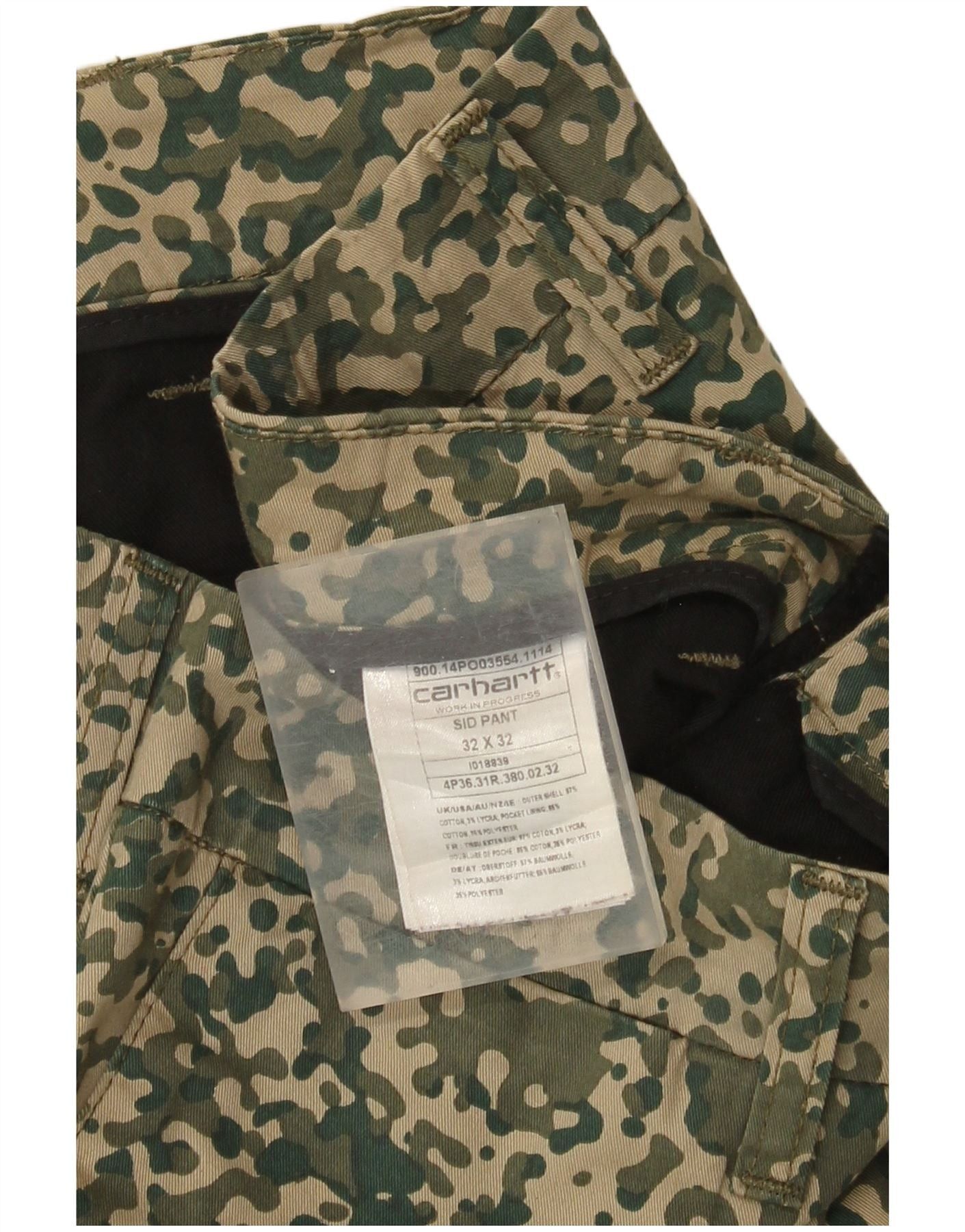 Carhartt Womens Slim Chino Trousers W32 L32 Khaki Camouflage Cotton Size 24" / US 00 / IT 34 - 4 Thumbnail