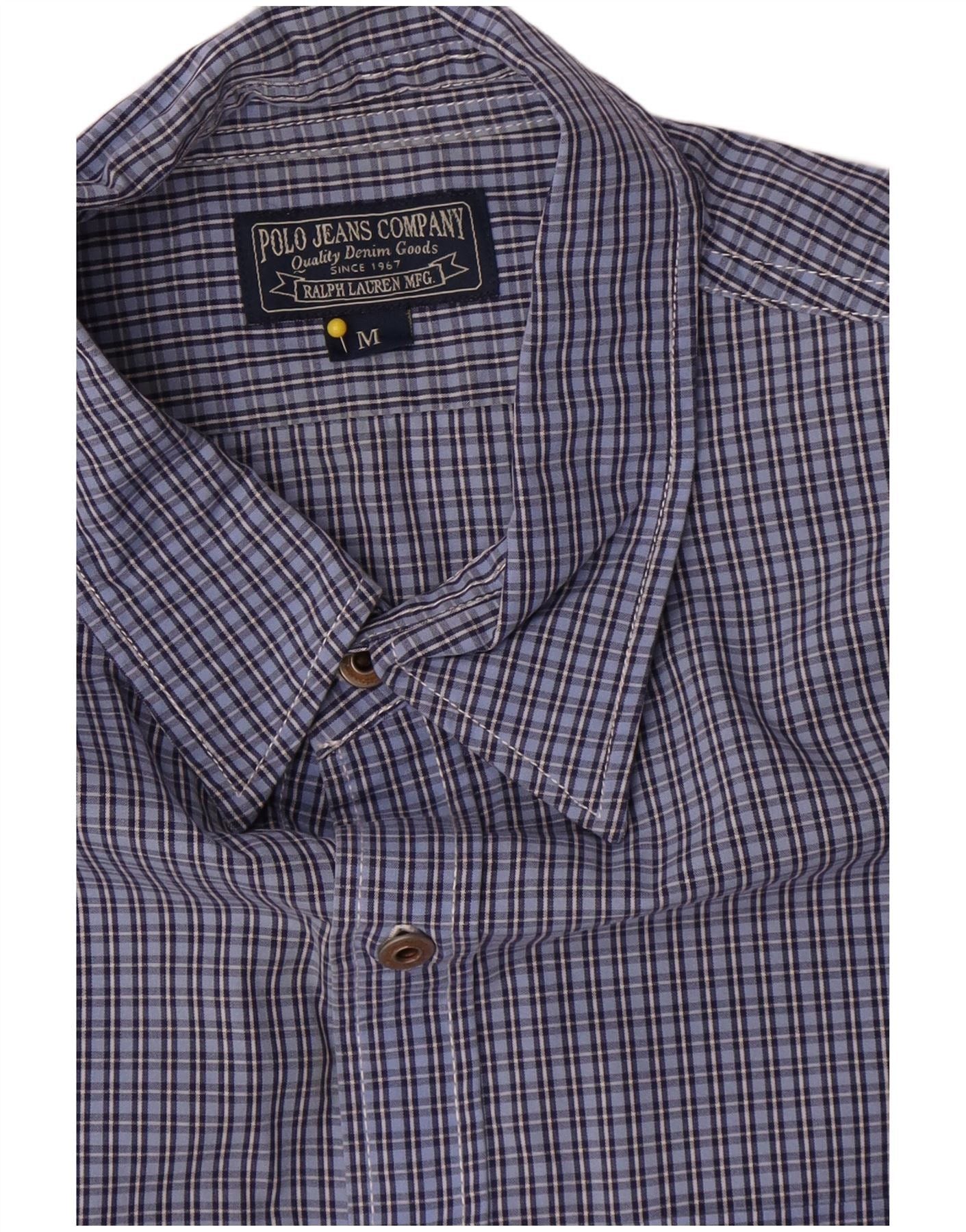 Ralph Lauren Mens Short Sleeve Shirt Medium Blue Check Cotton Size US M / EU 48-50 / 2 - 3 Thumbnail