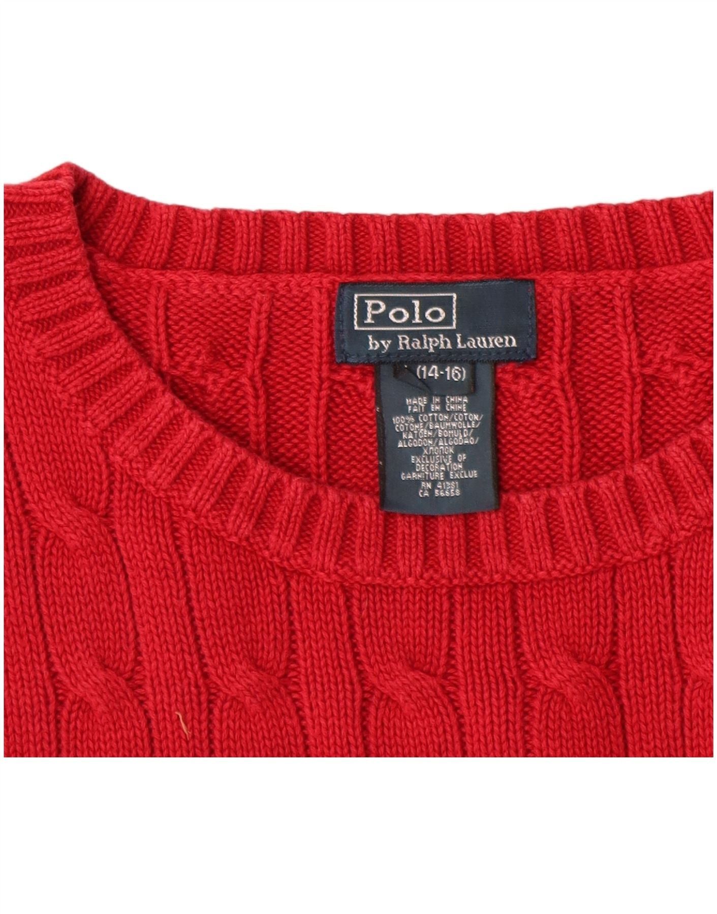 Polo Ralph Lauren Boys Boat Neck Jumper Sweater 14-15 Years Large Red Size L / US 10 / IT 46 - 3 Thumbnail