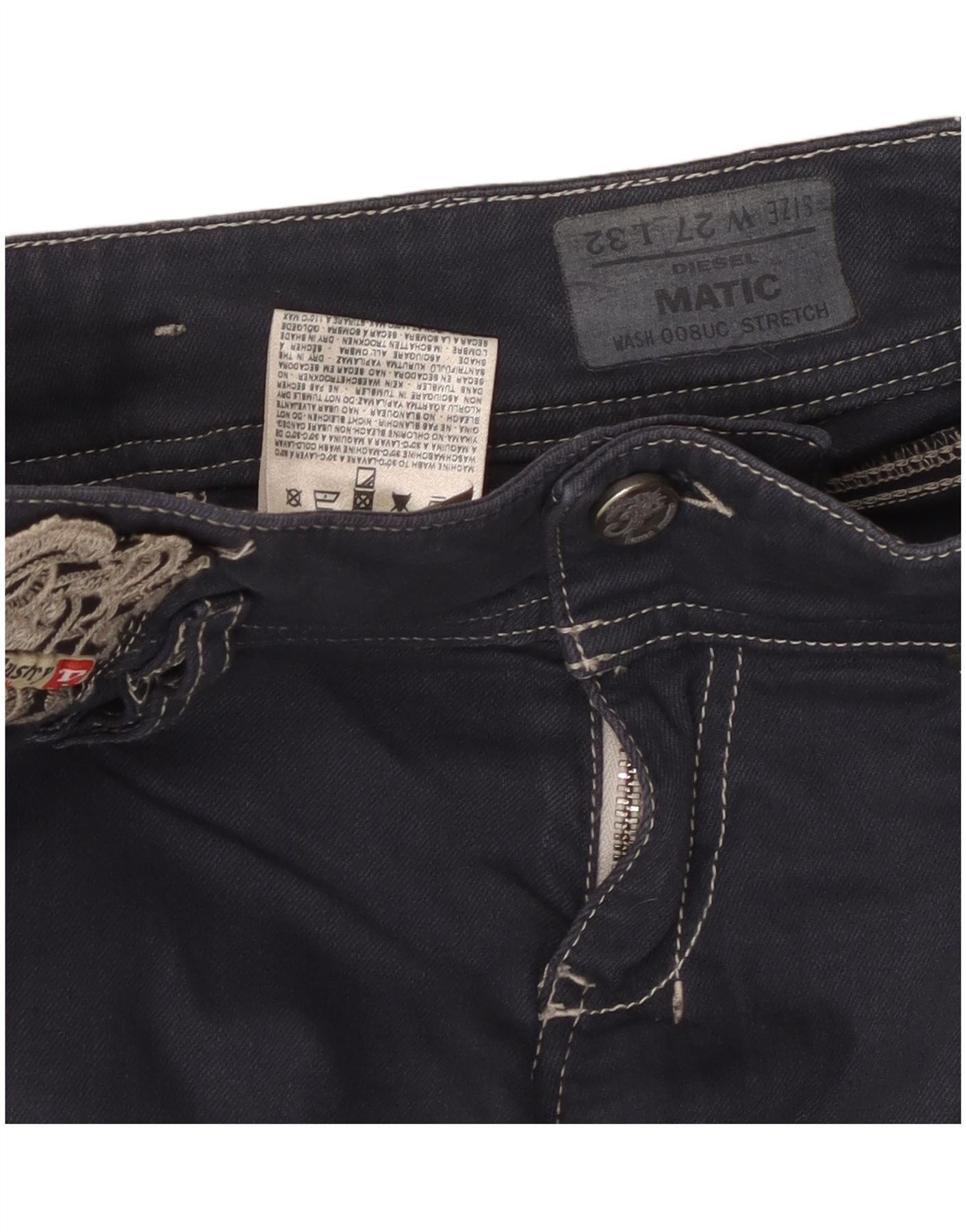 Diesel Womens Low Waist Slim Jeans W27 L32 Navy Blue Cotton Size 42" / US 20 - 3 Thumbnail