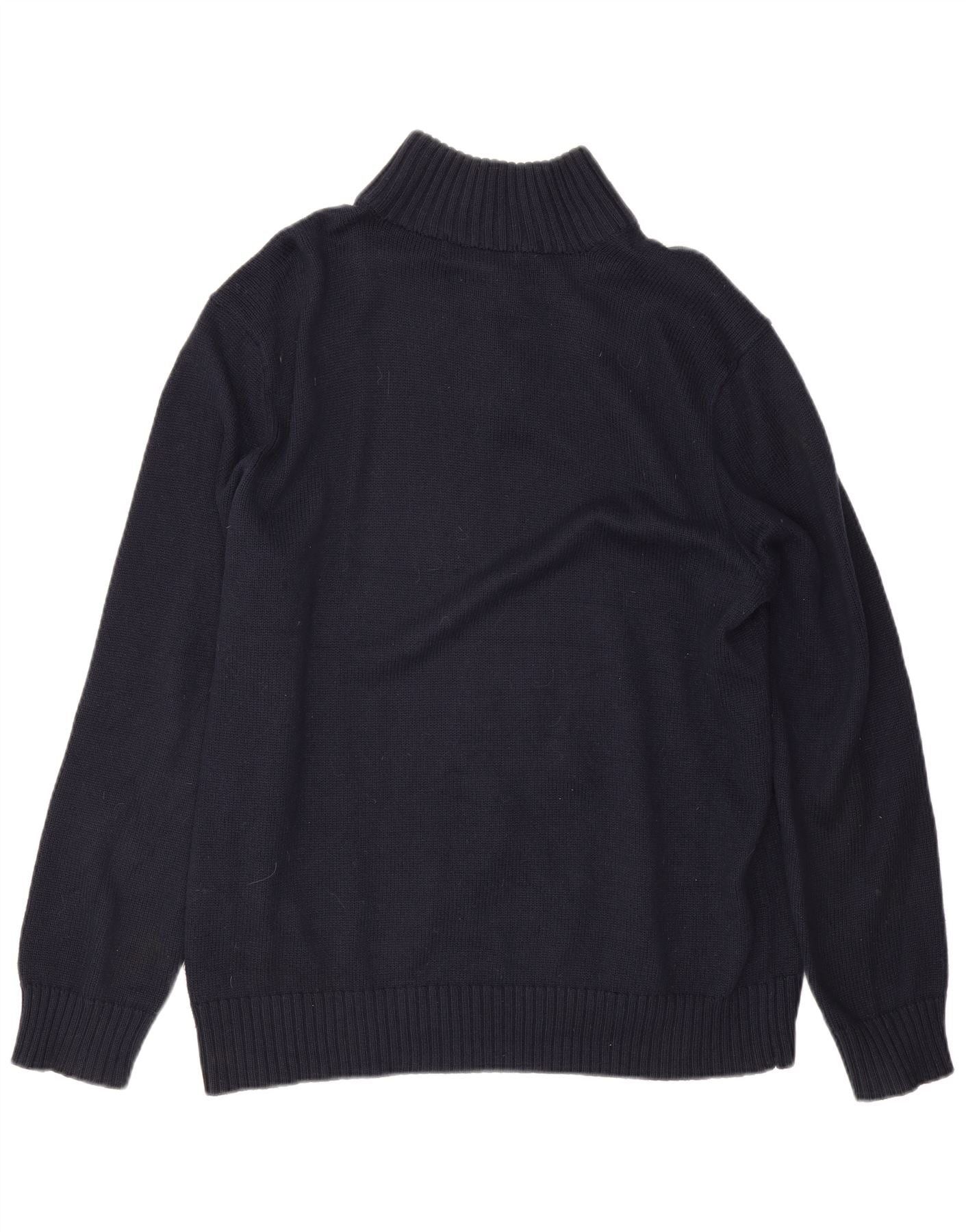 Polo Ralph Lauren Mens Button Neck Jumper Sweater Large Navy Blue Cotton Size US XL / EU 56 / 4 - 2 Thumbnail