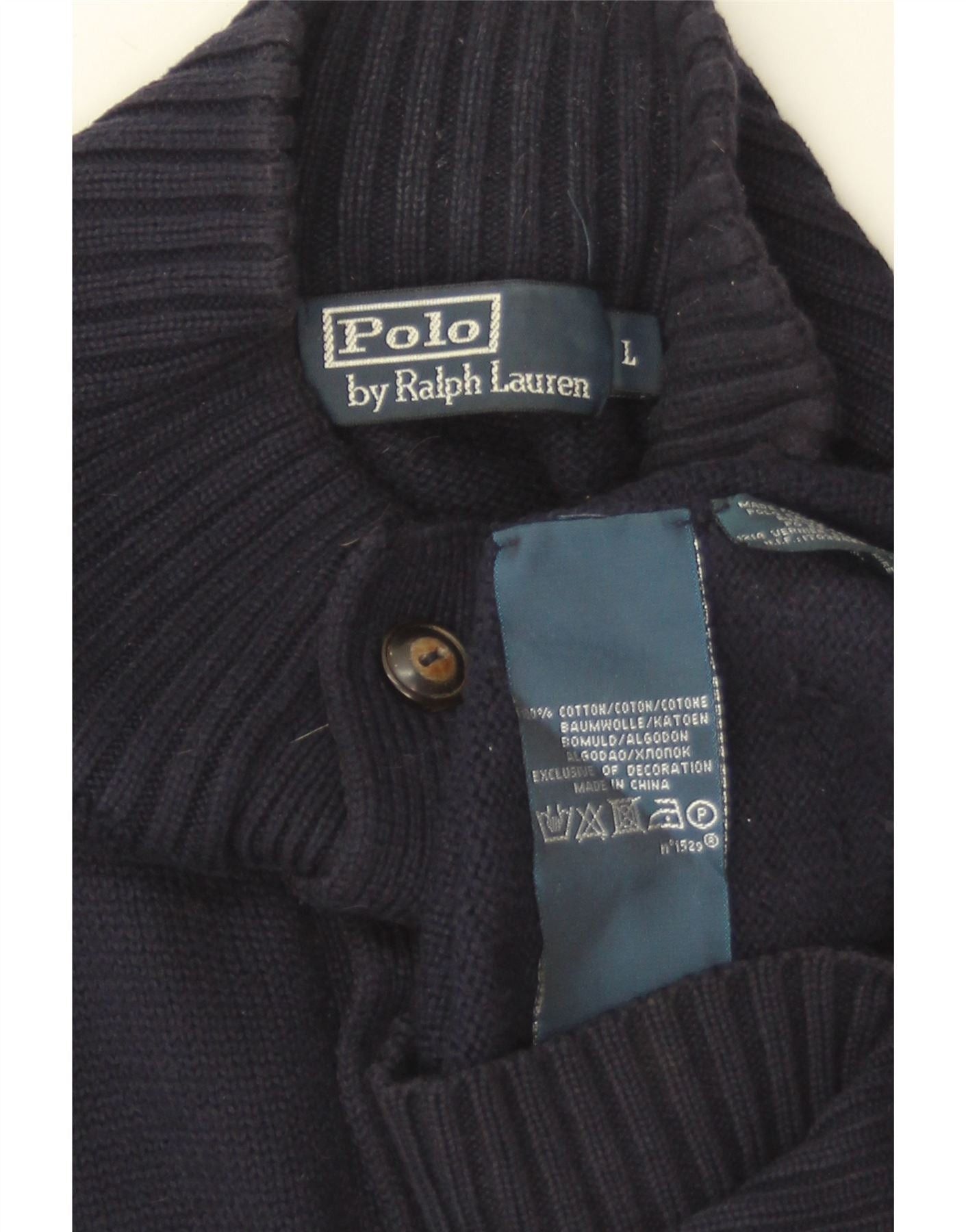 Polo Ralph Lauren Mens Button Neck Jumper Sweater Large Navy Blue Cotton Size US XL / EU 56 / 4 - 3 Thumbnail