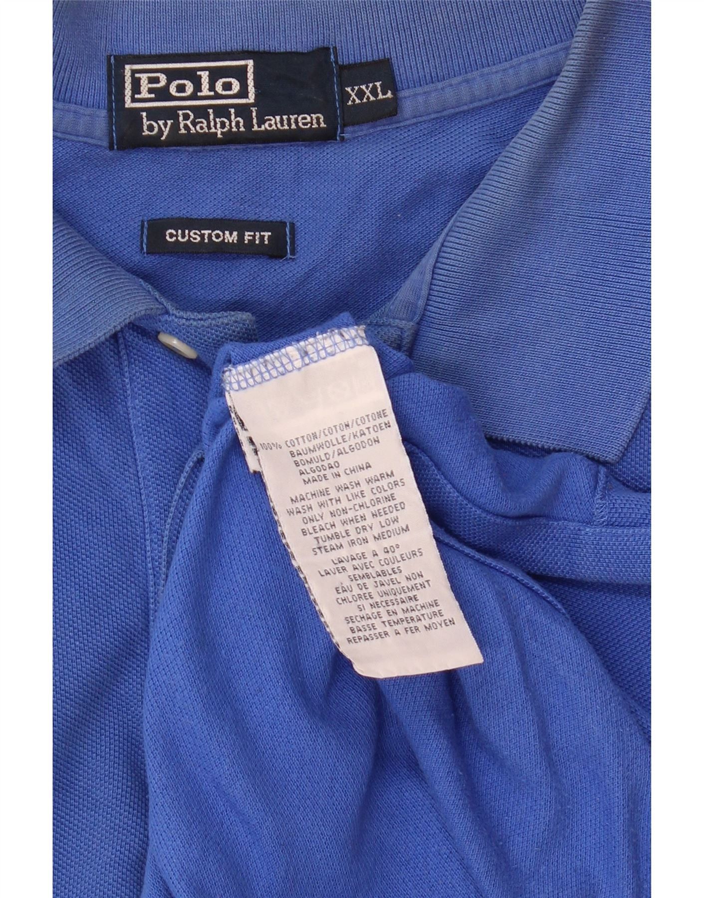 Polo Ralph Lauren Mens Custom Fit Polo Shirt 2XL Blue Cotton Size US XL / EU 56 / 4 - 3 Thumbnail