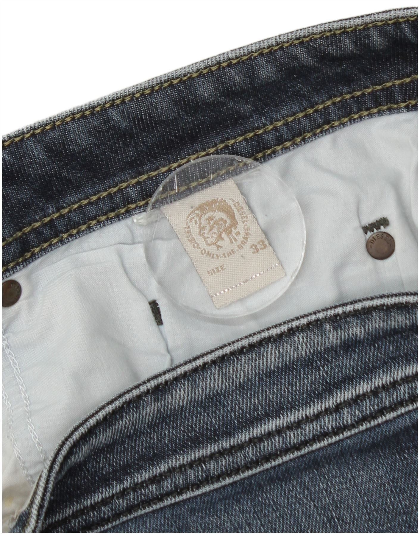 Diesel Mens Distressed Straight Jeans W33 L27 Blue Size US 33 - 4 Thumbnail
