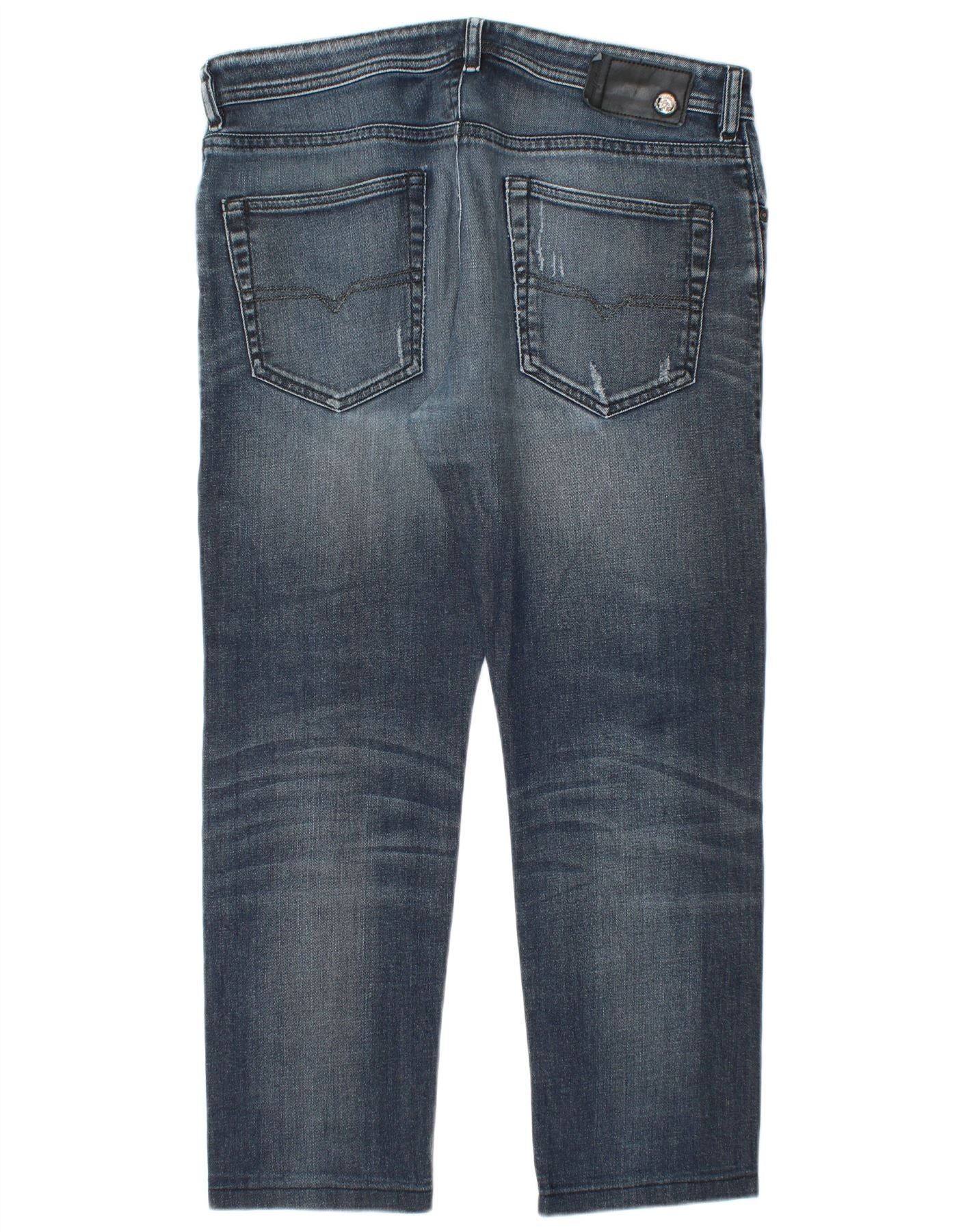 Diesel Mens Distressed Straight Jeans W33 L27 Blue Size US 33 - 2 Thumbnail
