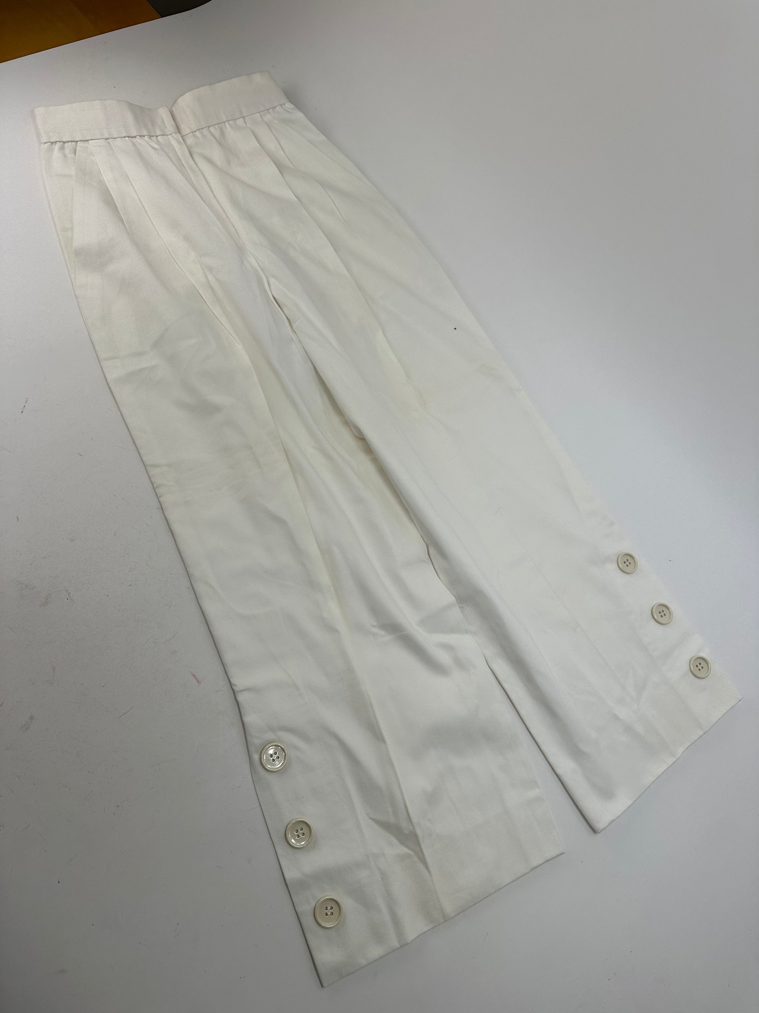 Givenchy Vintage Nouvelle Boutique Wide-Leg Cotton Trousers Ivory M Size 30" / US 8 / IT 44 - 5 Thumbnail