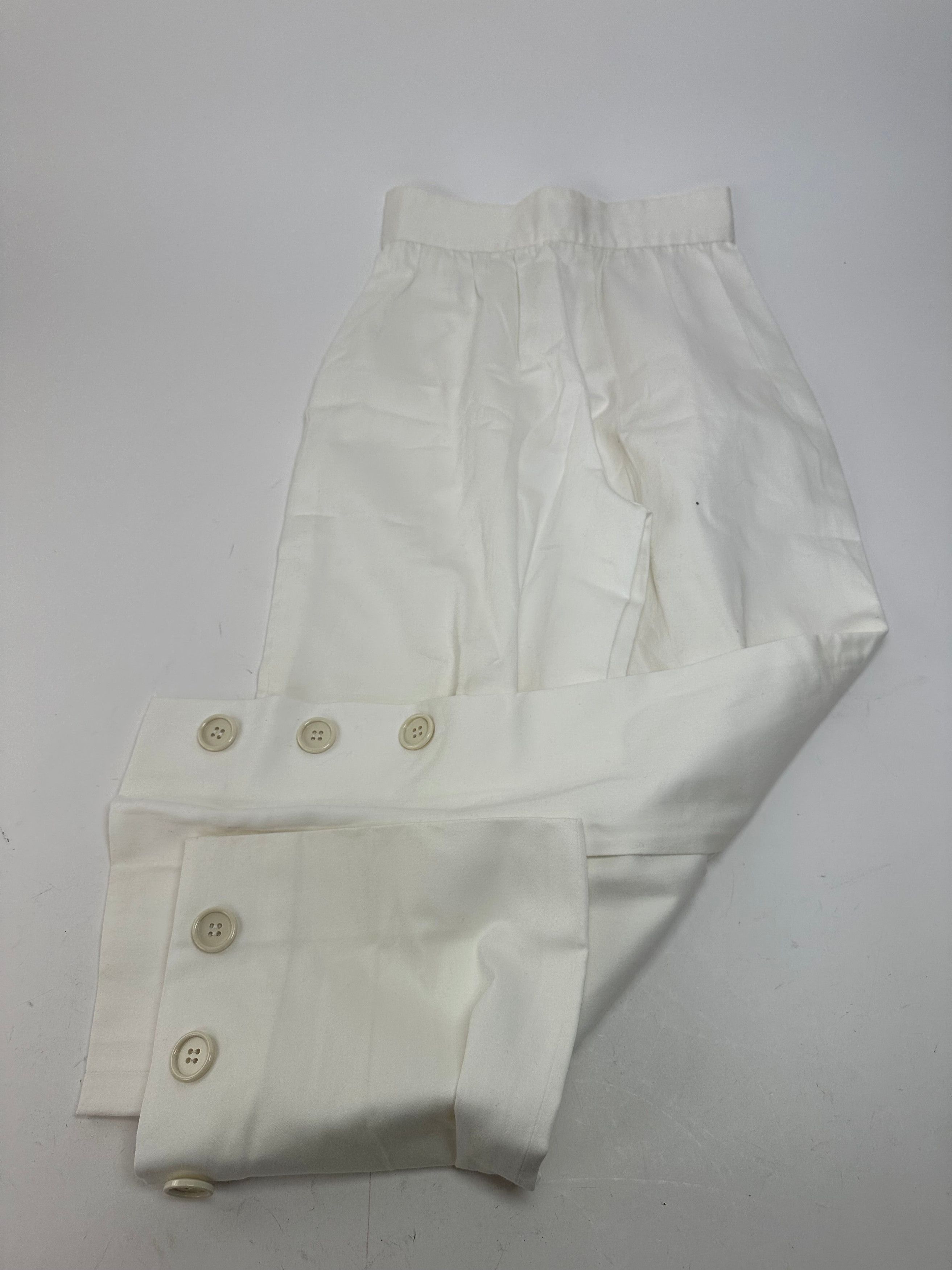 Givenchy Vintage Nouvelle Boutique Wide-Leg Cotton Trousers Ivory M Size 30" / US 8 / IT 44 - 2 Thumbnail