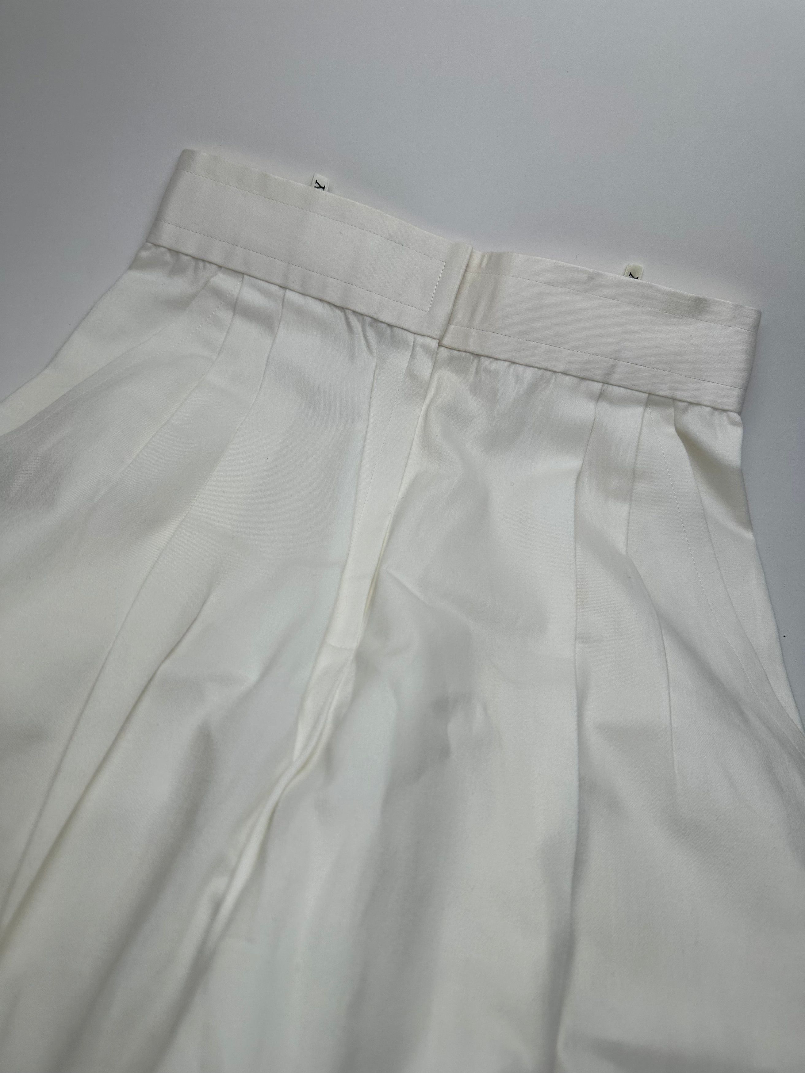 Givenchy Vintage Nouvelle Boutique Wide-Leg Cotton Trousers Ivory M Size 30" / US 8 / IT 44 - 4 Thumbnail