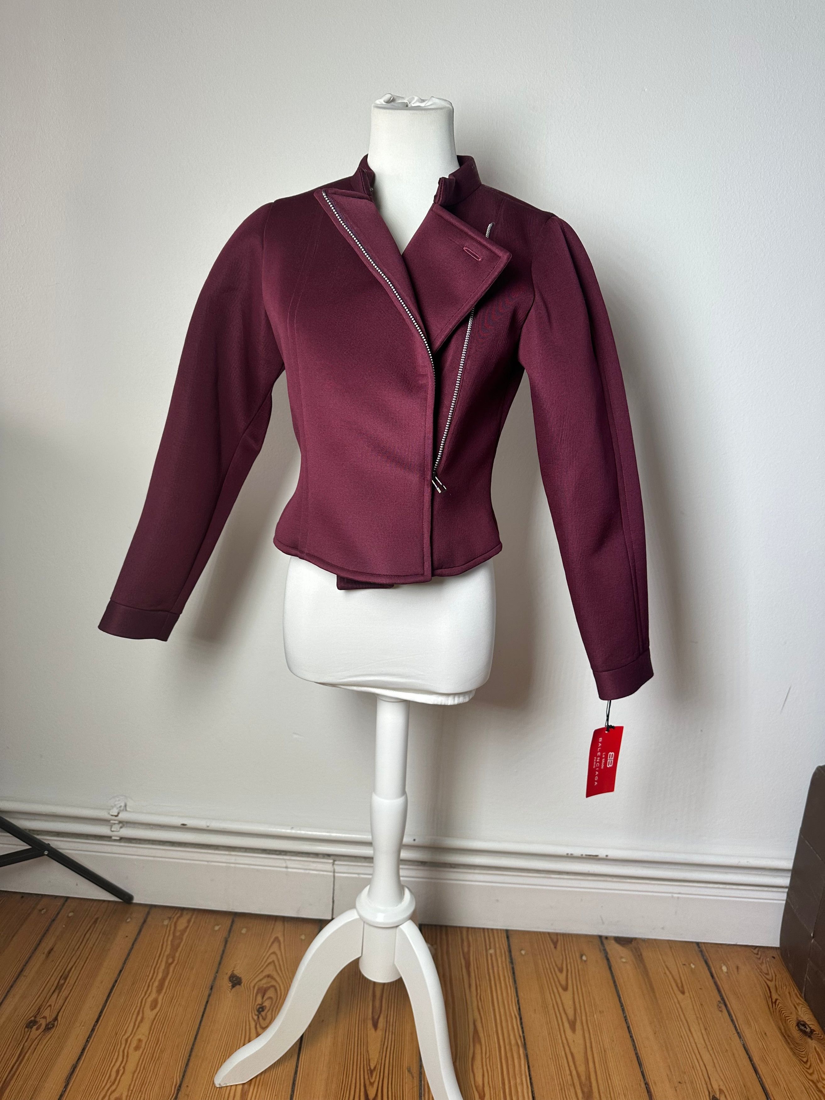 Balenciaga Vintage BB La Mode Cropped Moto Jacket Burgundy S Size S / US 4 / IT 40 - 2 Thumbnail