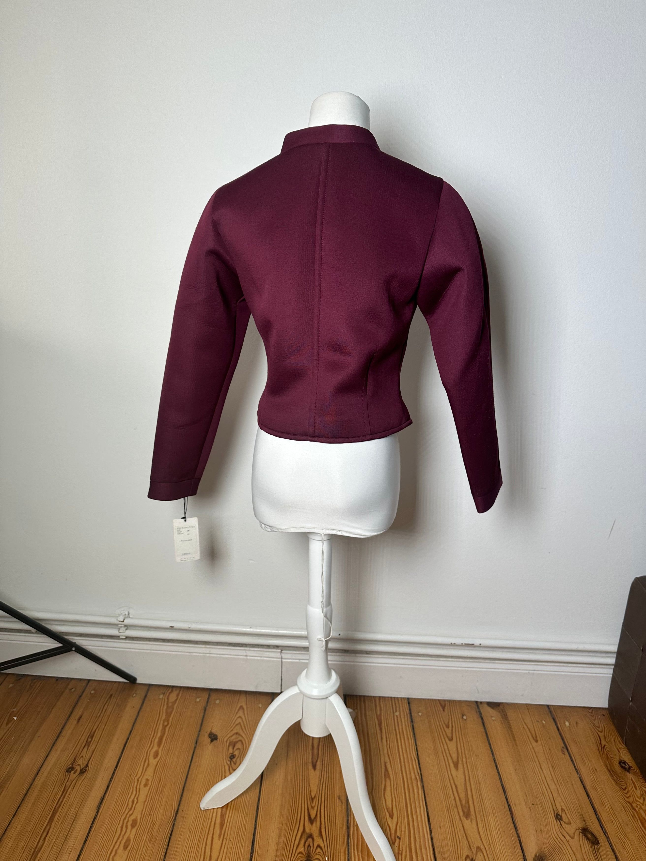 Balenciaga Vintage BB La Mode Cropped Moto Jacket Burgundy S Size S / US 4 / IT 40 - 4 Thumbnail