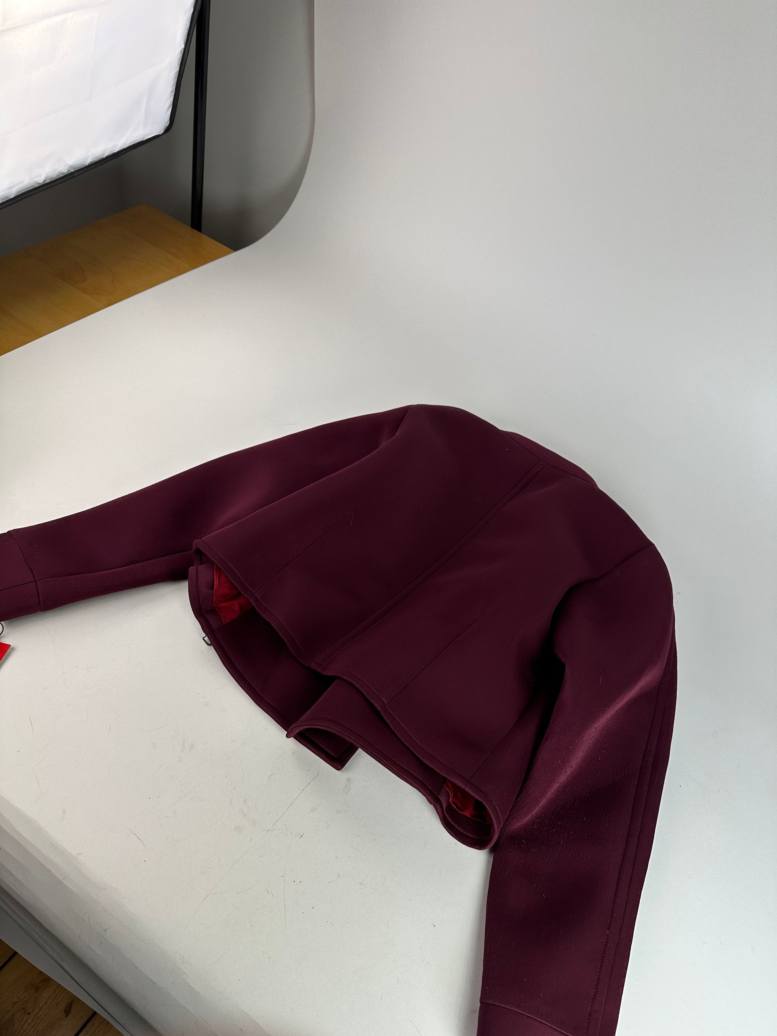 Balenciaga Vintage BB La Mode Cropped Moto Jacket Burgundy S Size S / US 4 / IT 40 - 8 Thumbnail