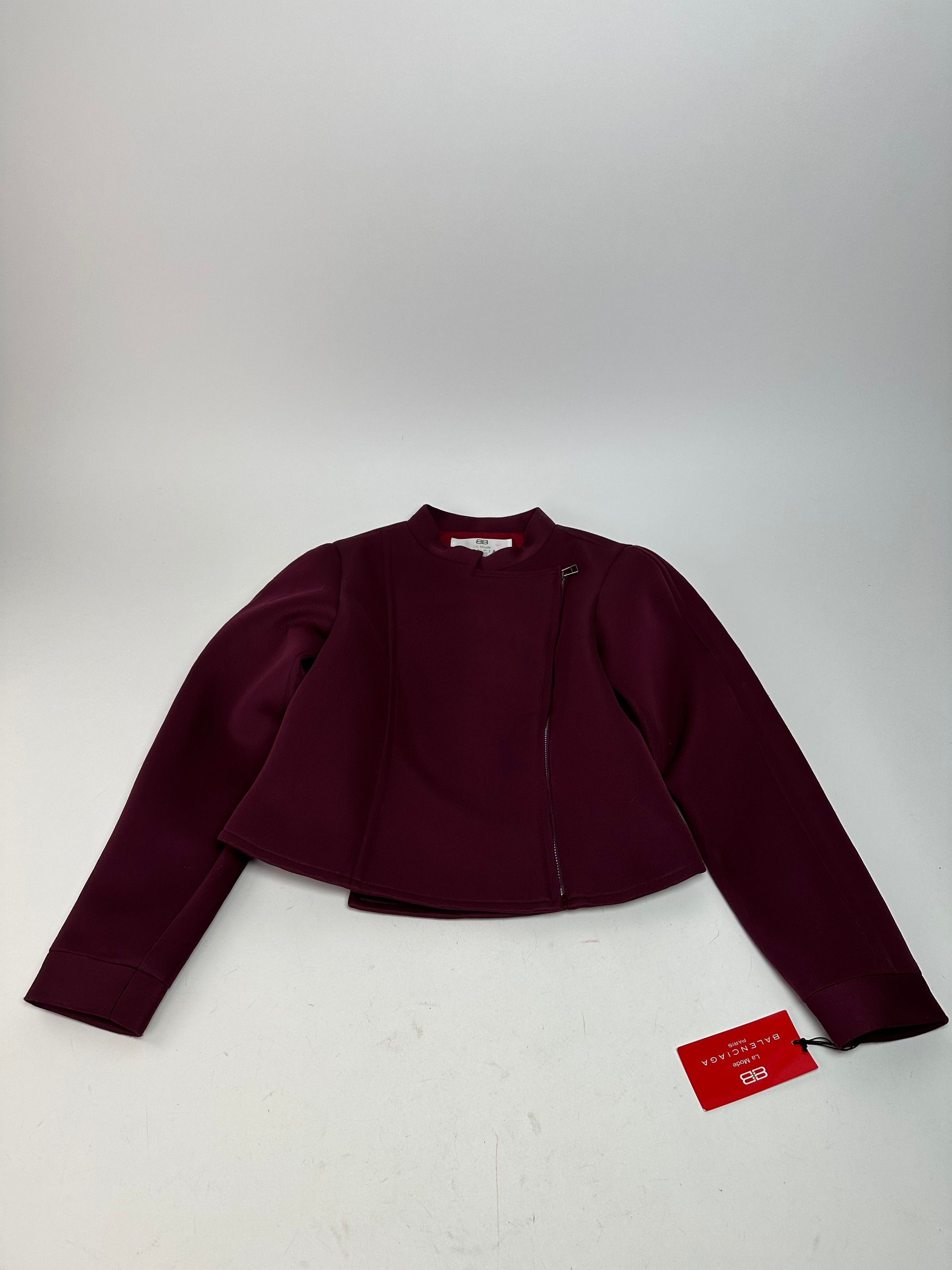 Balenciaga Vintage BB La Mode Cropped Moto Jacket Burgundy S Size S / US 4 / IT 40 - 5 Thumbnail