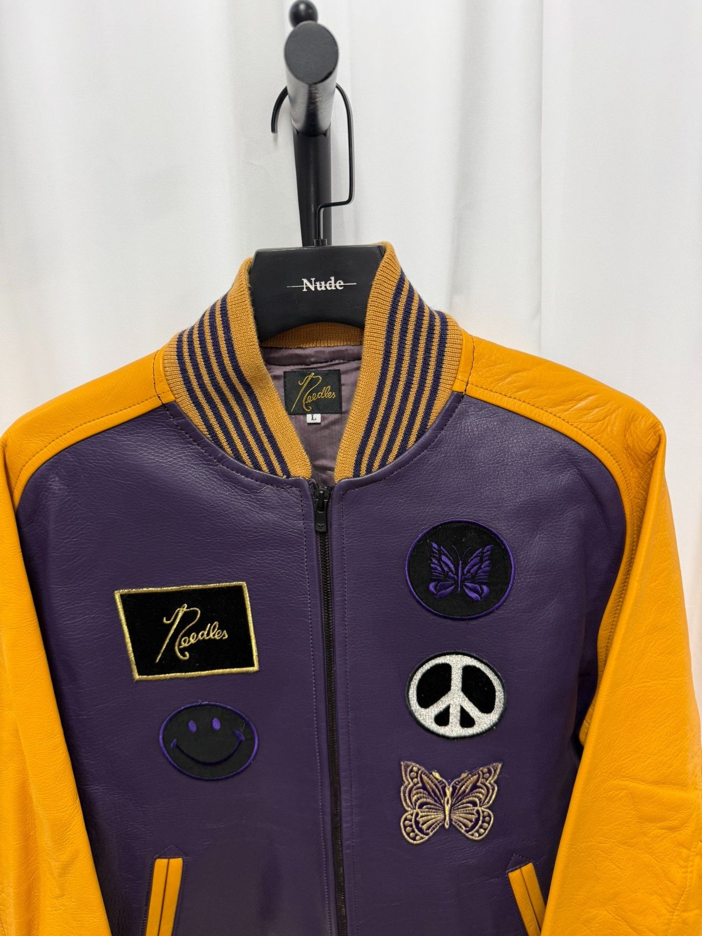 Needles Needles Varsity Butterfly Leather Jacket Size US L / EU 52-54 / 3 - 4 Thumbnail