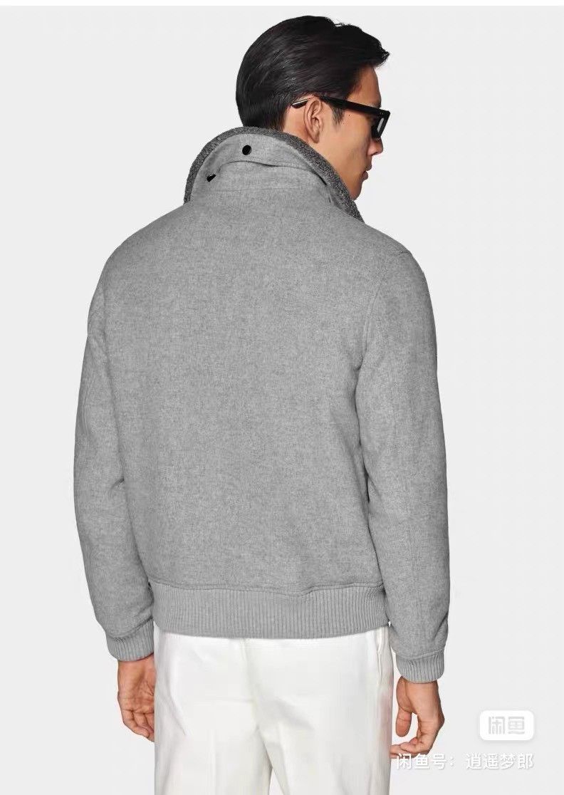 Suitsupply Light Gray Wool Pilot Jacket Size US M / EU 48-50 / 2 - 4 Thumbnail