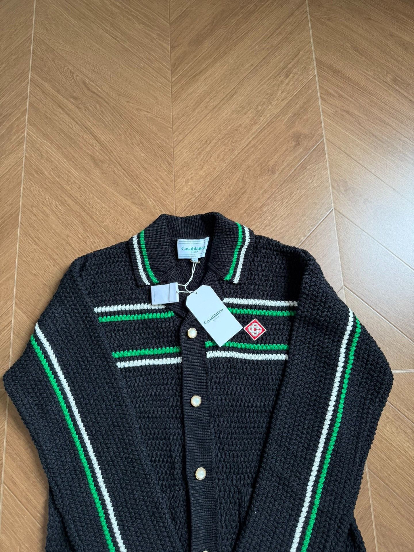 Casablanca CASABLANCA Black Striped Knit Cardigan Size US M / EU 48-50 / 2 - 2 Thumbnail