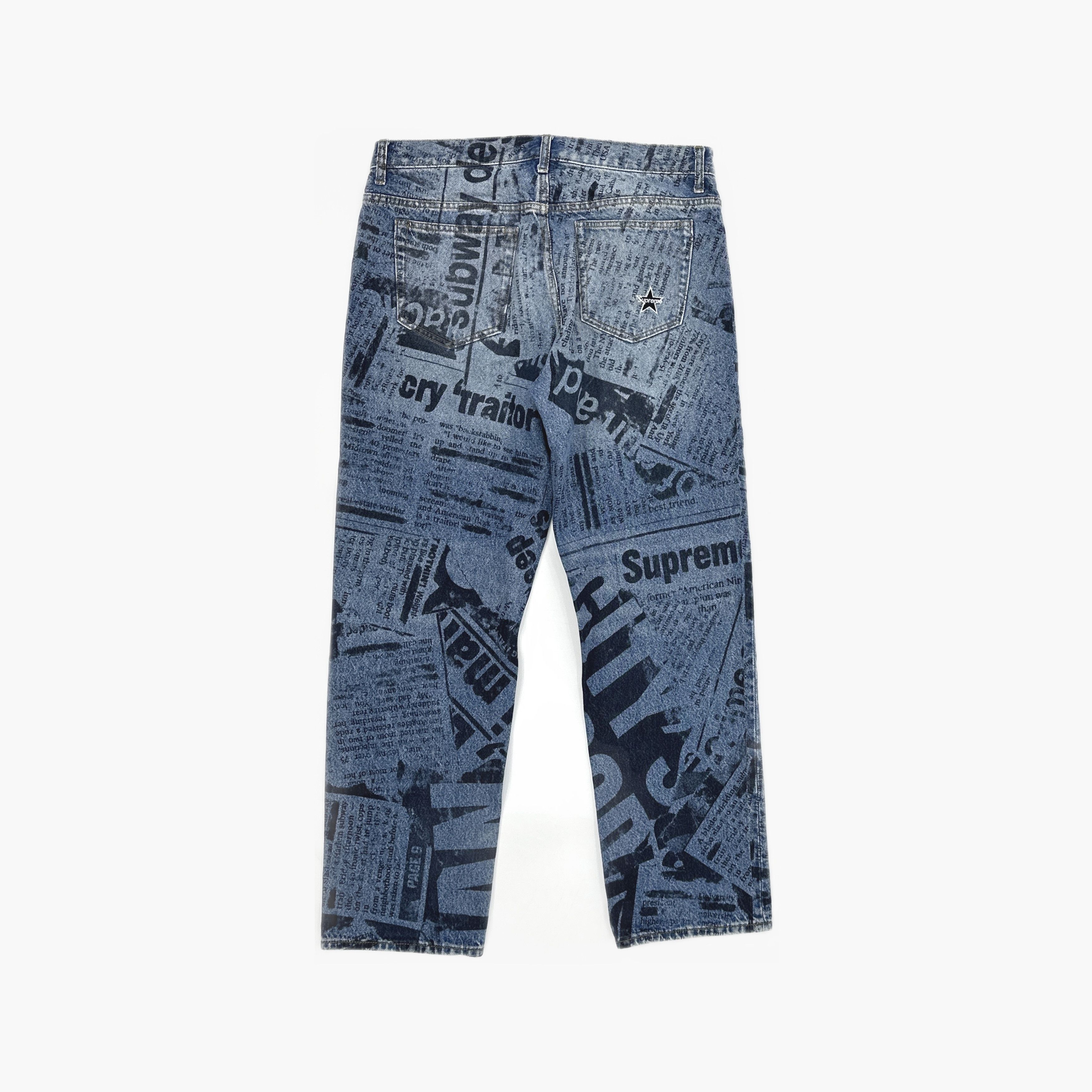 Supreme Supreme Newspaper Print Jeans Size 32 Size US 32 / EU 48 - 2 Thumbnail