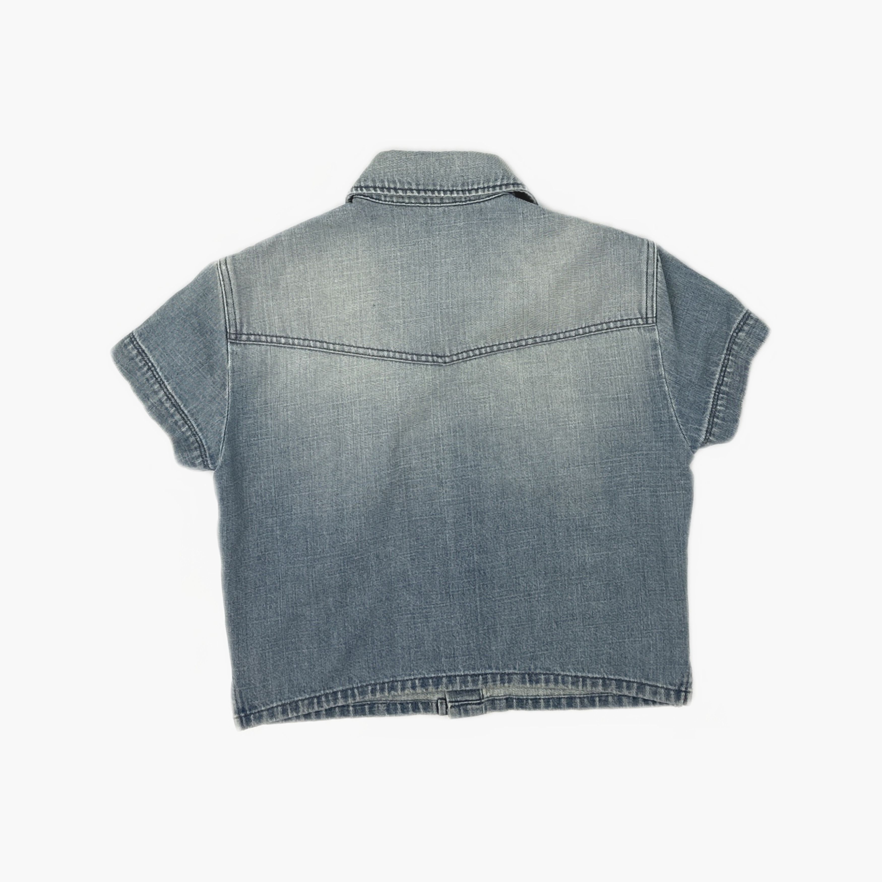 Saint Laurent Paris Saint Laurent Distressed Denim Short Sleeve Shirt Size S Size S / US 4 / IT 40 - 2 Thumbnail