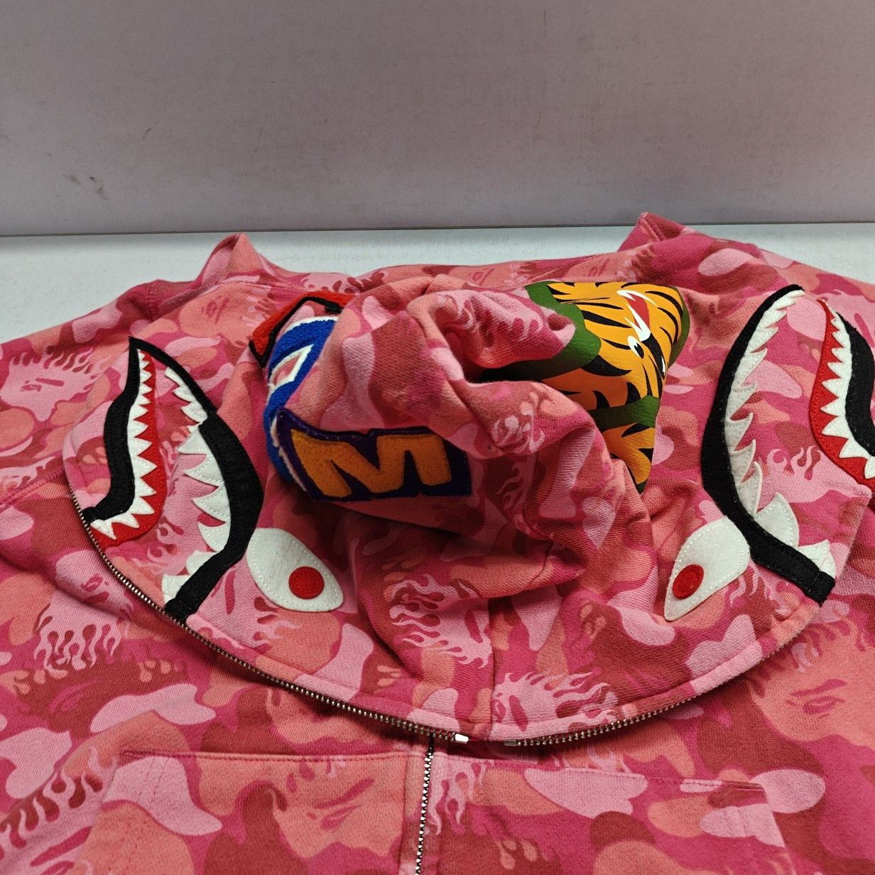 Bape A Bathing Ape Pink Camo Shark Full Zip Hoodie Size L Size US L / EU 52-54 / 3 - 6 Thumbnail