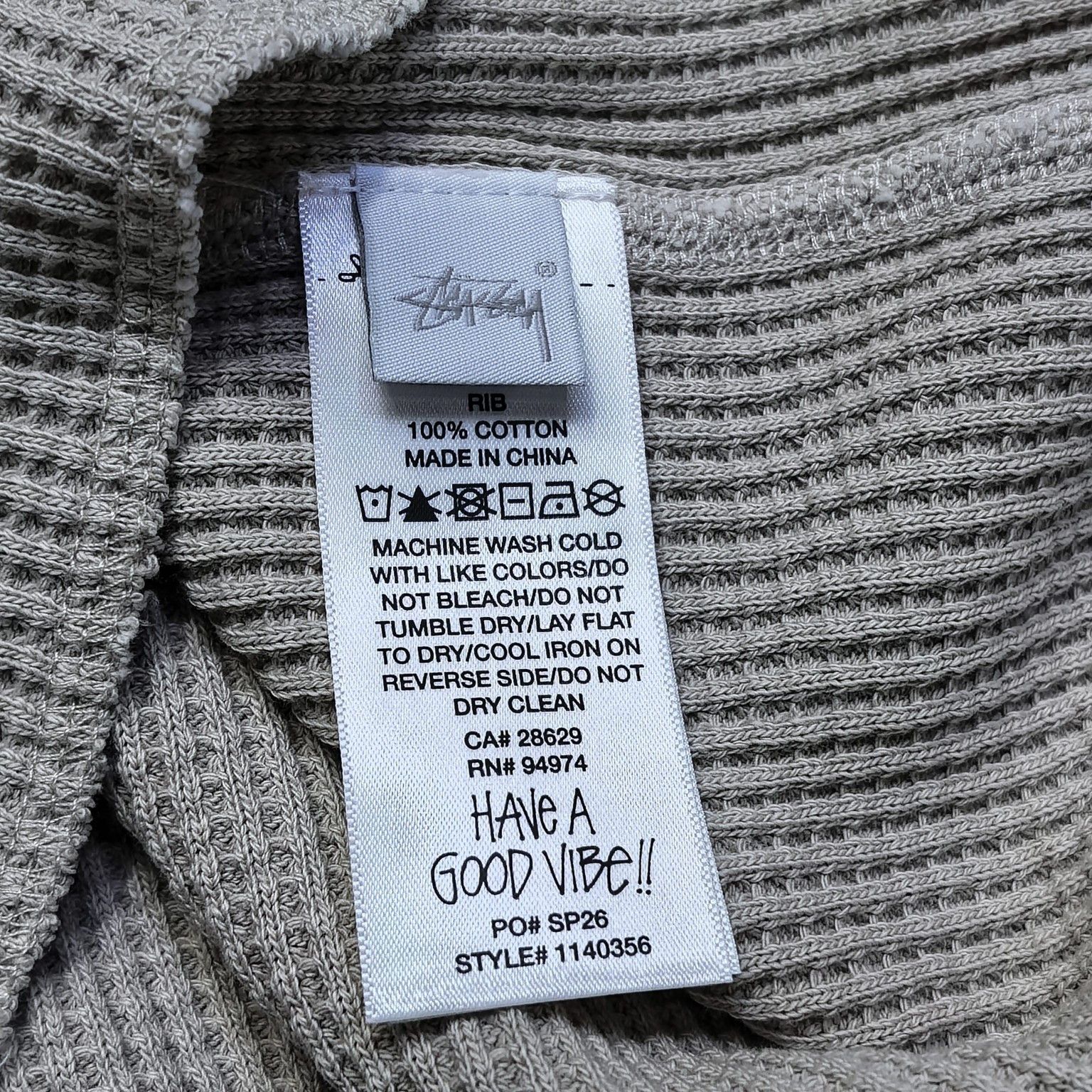 Stussy Stussy Logo Waffle Knit Long Sleeve T-Shirt Size M Size US M / EU 48-50 / 2 - 15 Thumbnail