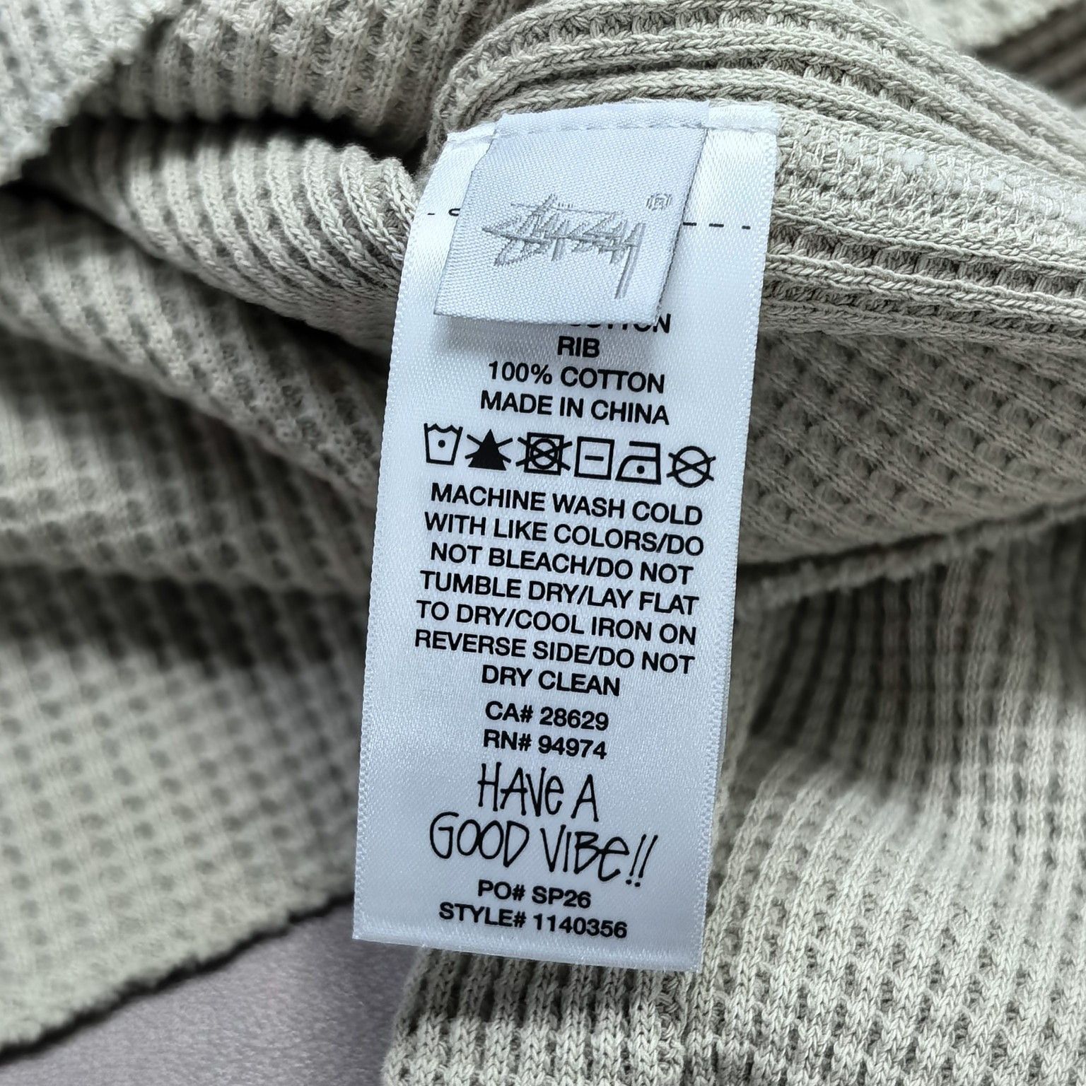 Stussy Stussy Logo Waffle Knit Long Sleeve T-Shirt Size M Size US M / EU 48-50 / 2 - 12 Thumbnail