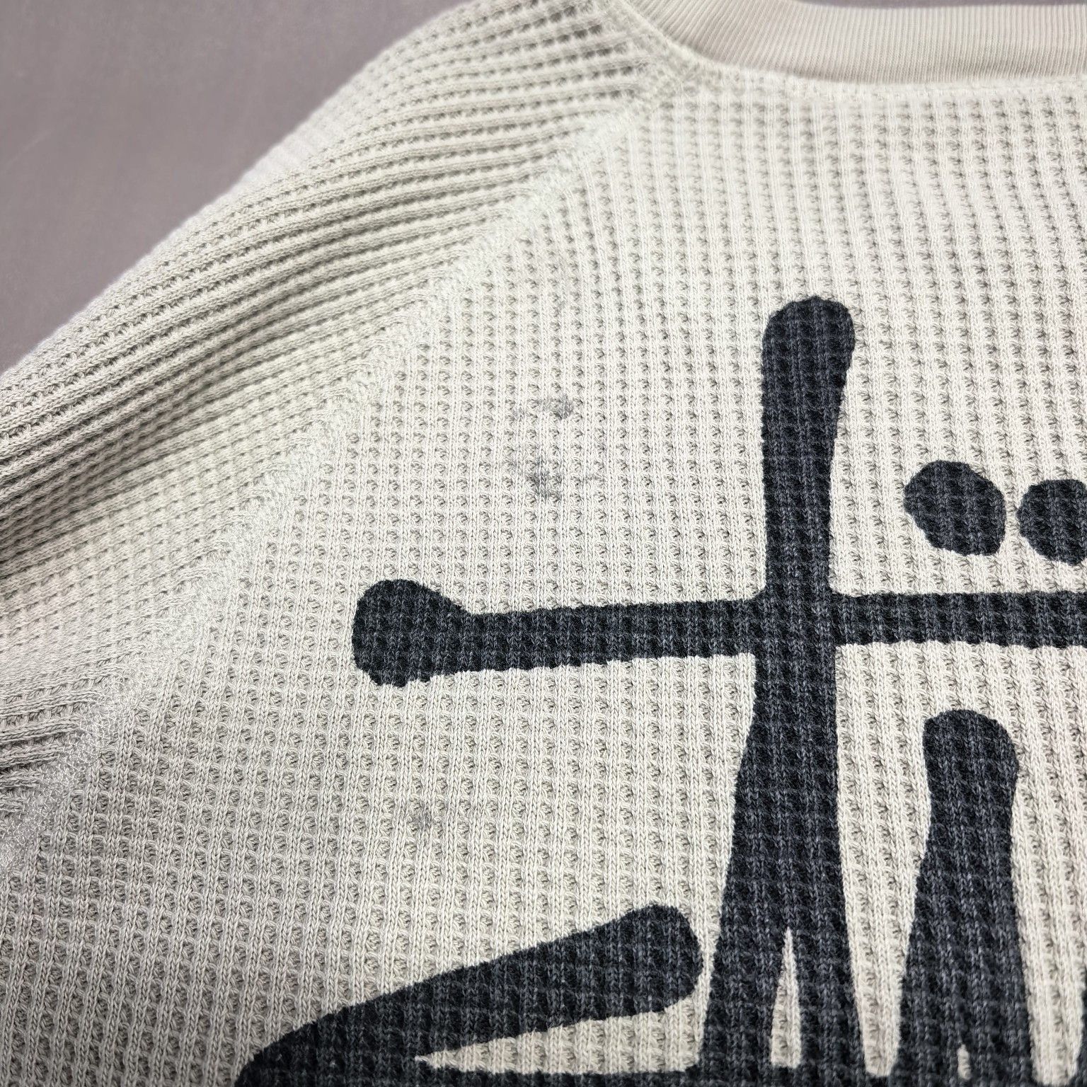 Stussy Stussy Logo Waffle Knit Long Sleeve T-Shirt Size M Size US M / EU 48-50 / 2 - 16 Thumbnail