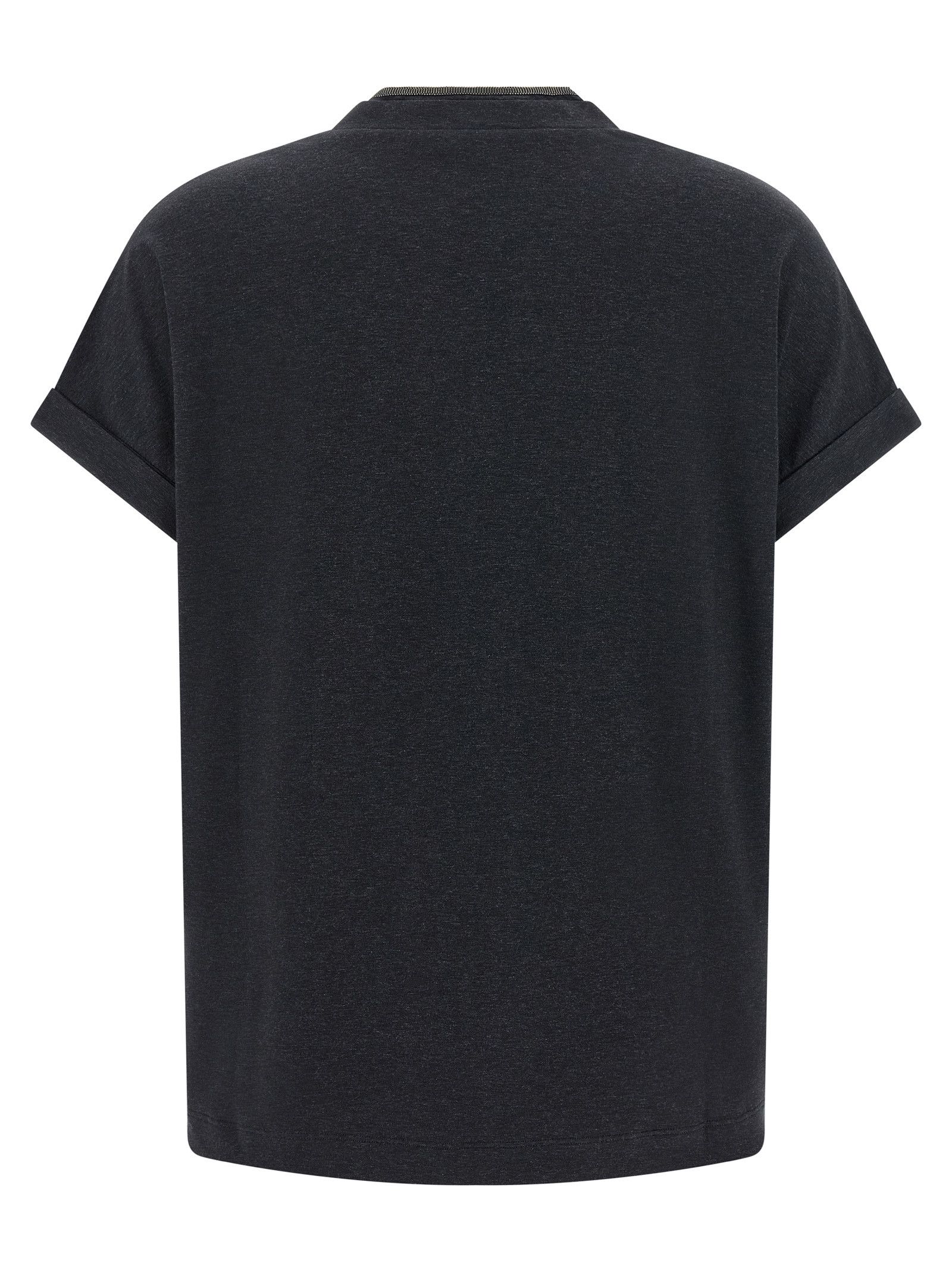 Brunello Cucinelli 'Shiny Trims' T-Shirt Size M / US 6-8 / IT 42-44 - 2 Thumbnail