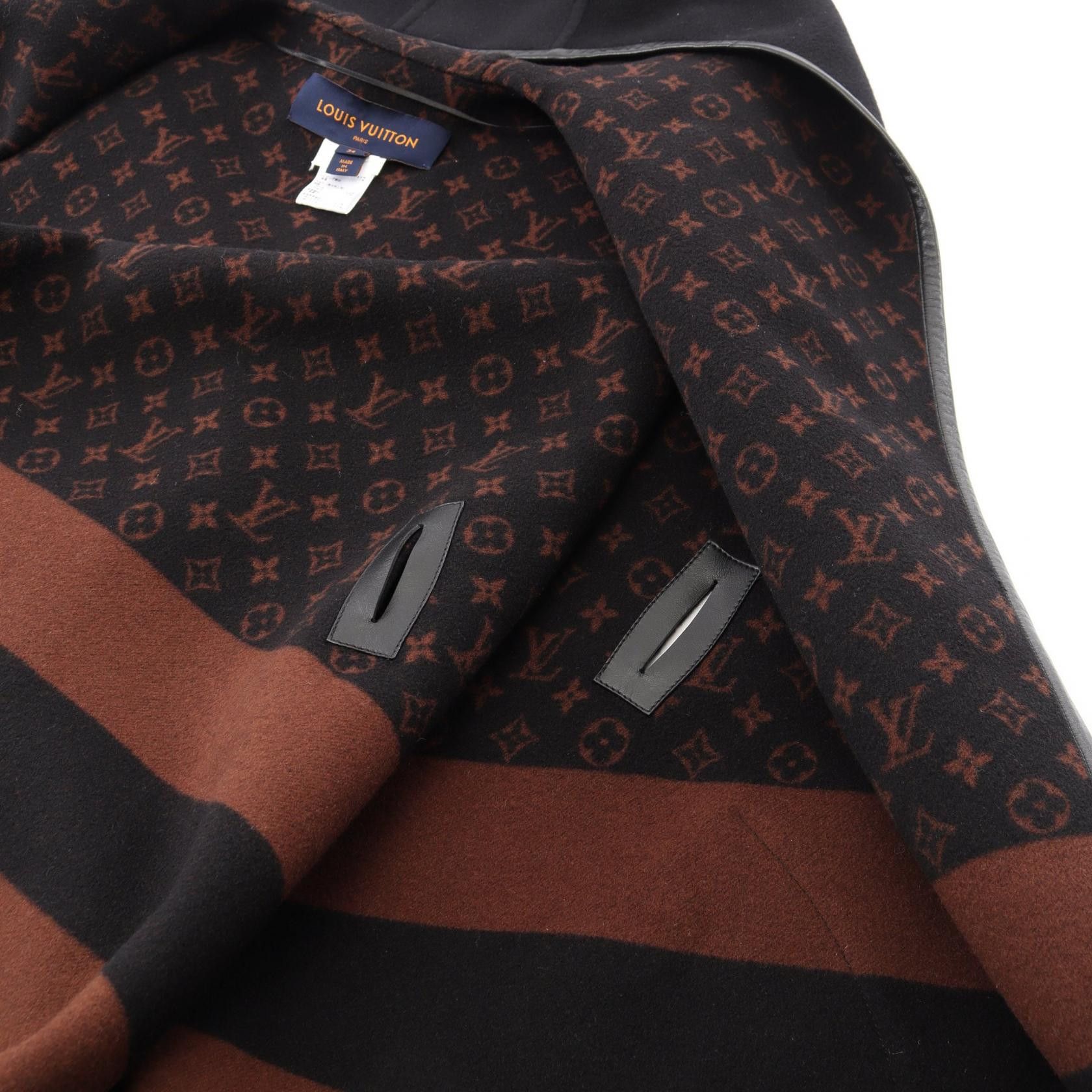 Louis Vuitton Louis Vuitton Louis Vuitton Hooded Wrap Cape Wool Silk Coat Textile Outerwear DUTY FREE for USA Size ONE SIZE - 6 Thumbnail