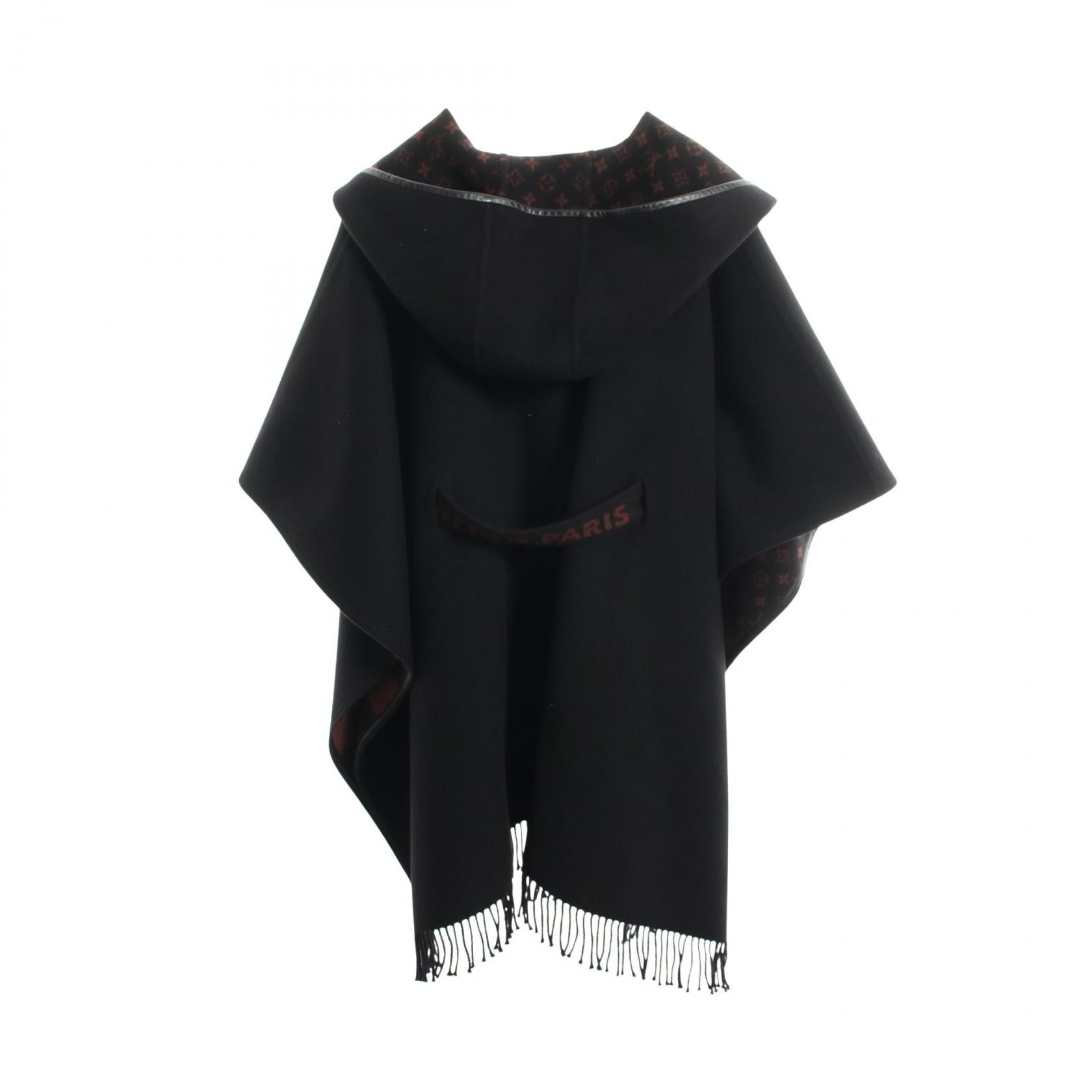 Louis Vuitton Louis Vuitton Louis Vuitton Hooded Wrap Cape Wool Silk Coat Textile Outerwear DUTY FREE for USA Size ONE SIZE - 2 Thumbnail
