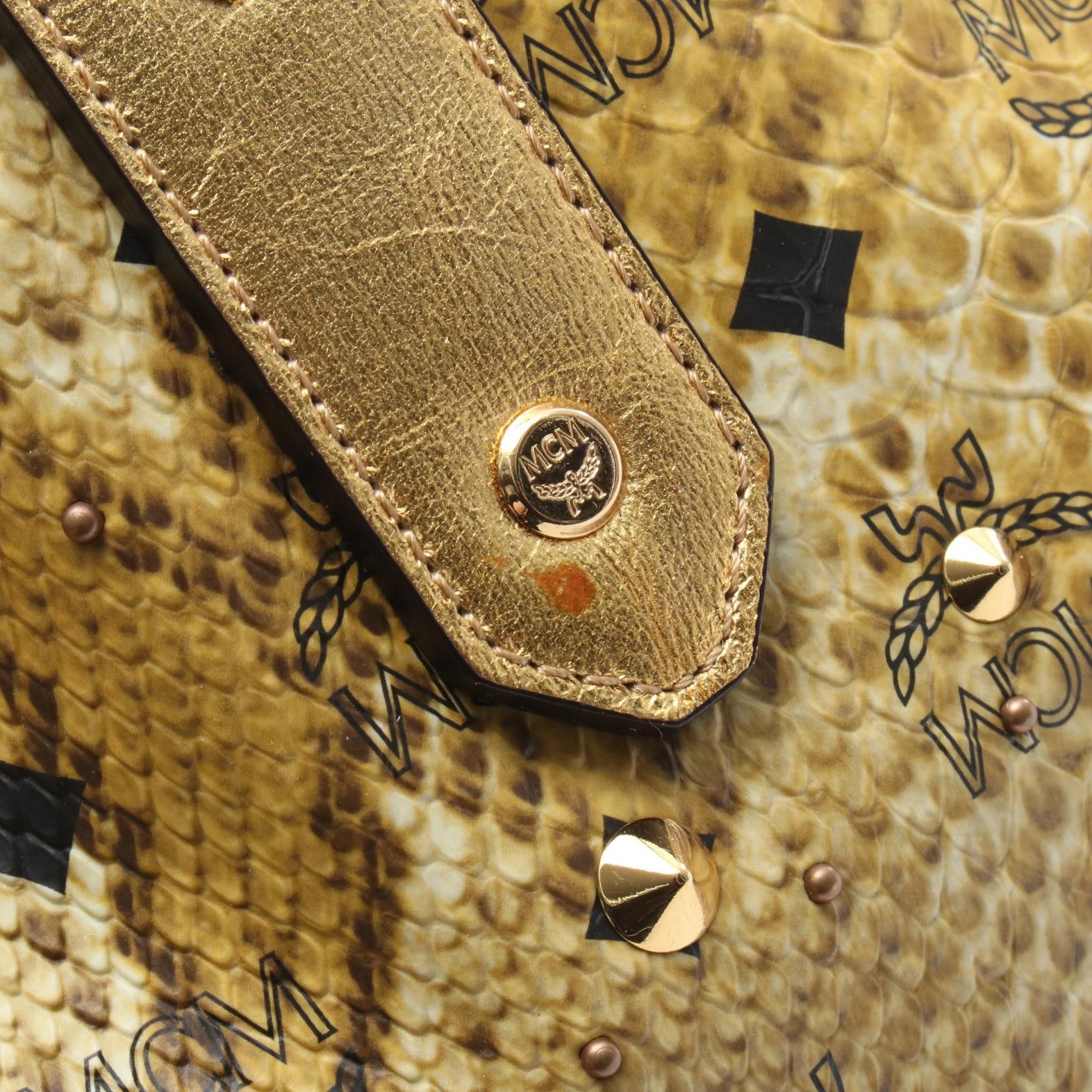 MCM MCM MCM Visetos Python Embossed PVC Coated Canvas 2way Tote Bag Plastic / Synthetic Tote Bag MWD35VG02YW001 DUTY FREE for USA Size ONE SIZE - 8 Thumbnail
