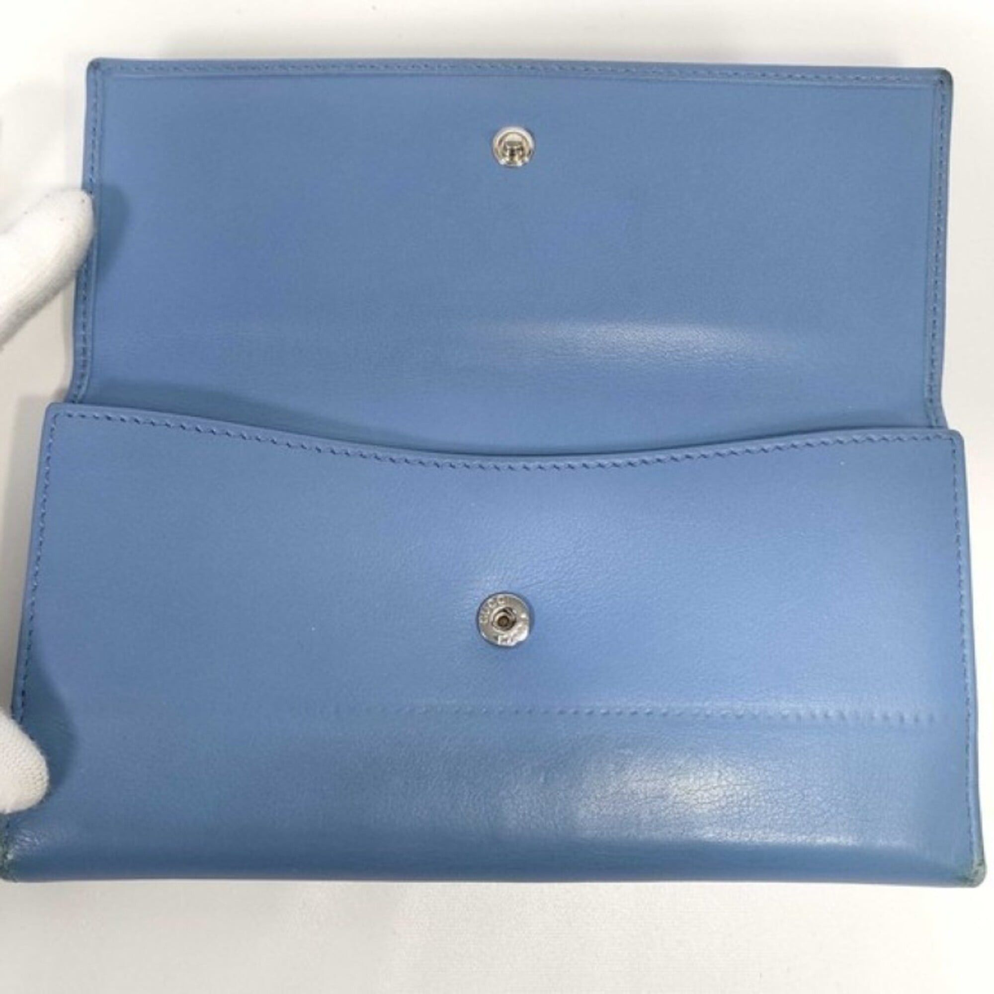 Gucci GUCCI long wallet, Interlocking G design, 231843, blue leather, women's, studs. Size ONE SIZE - 5 Thumbnail
