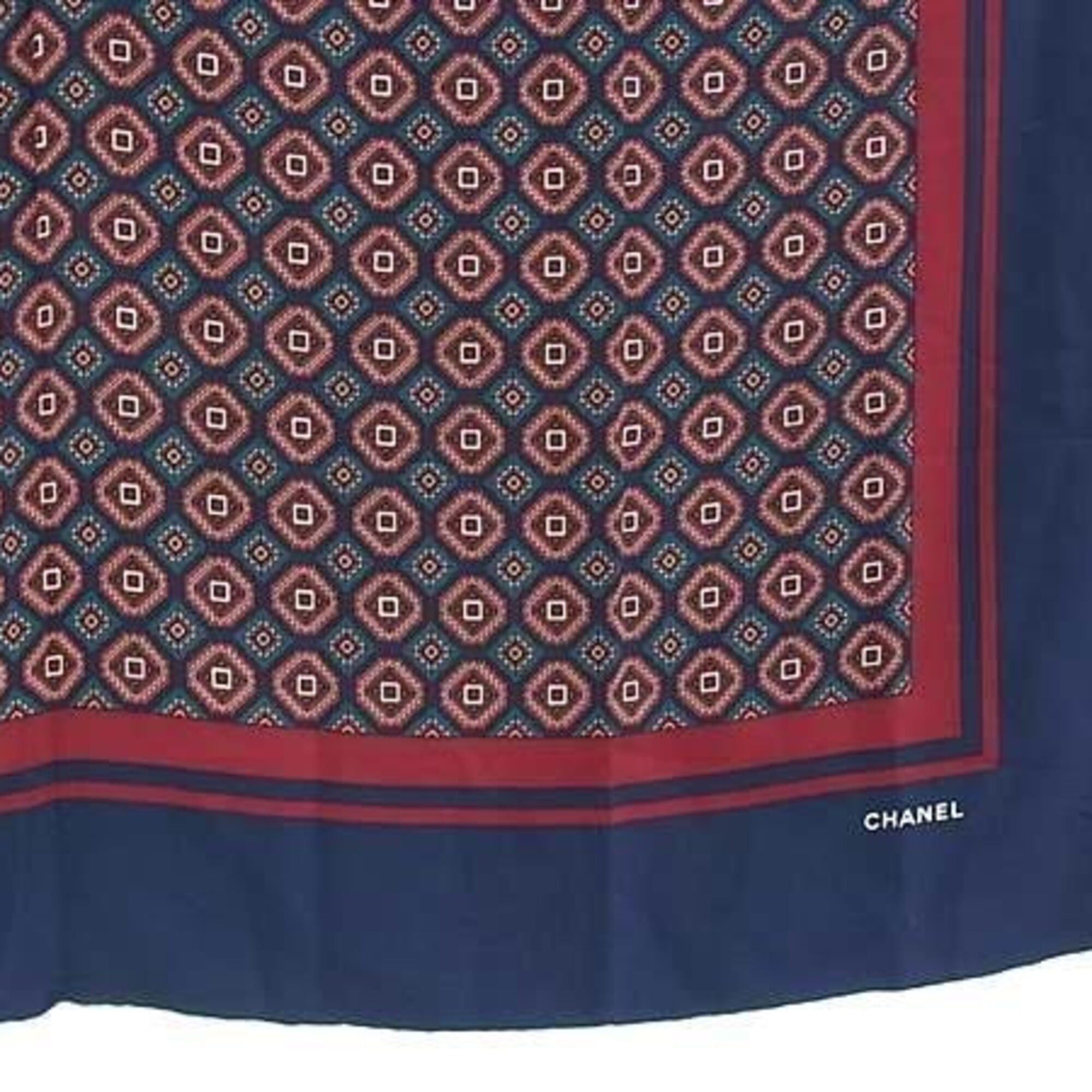Chanel Chanel Stole/Scarf, Navy x Multicolor Silk, Women's Shawl Size ONE SIZE - 3 Thumbnail