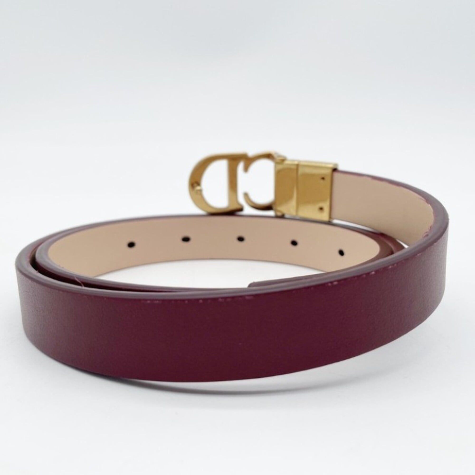 Dior Christian Dior Belt Saddle Reversible Bordeaux Leather Women's Size ONE SIZE - 2 Thumbnail
