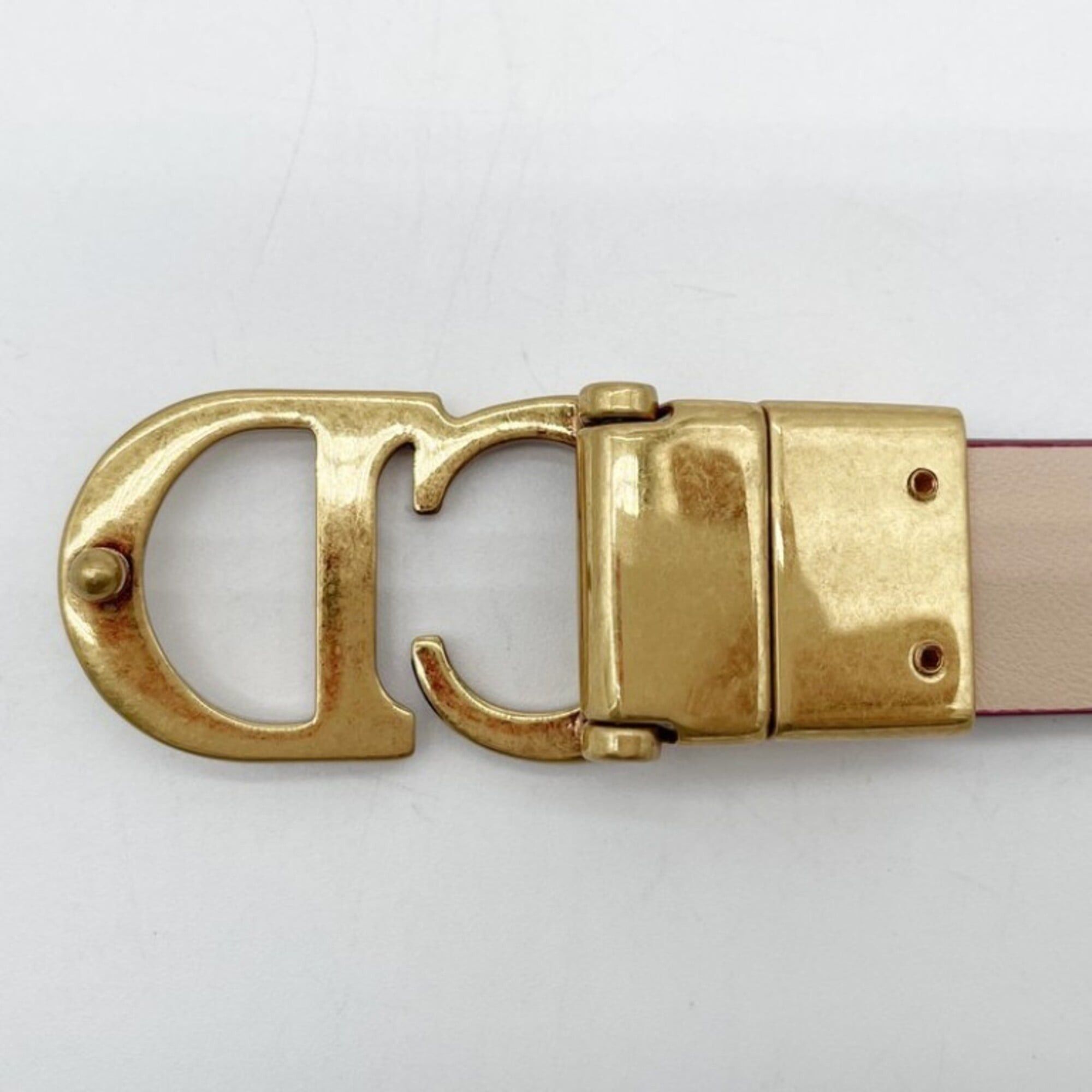 Dior Christian Dior Belt Saddle Reversible Bordeaux Leather Women's Size ONE SIZE - 4 Thumbnail